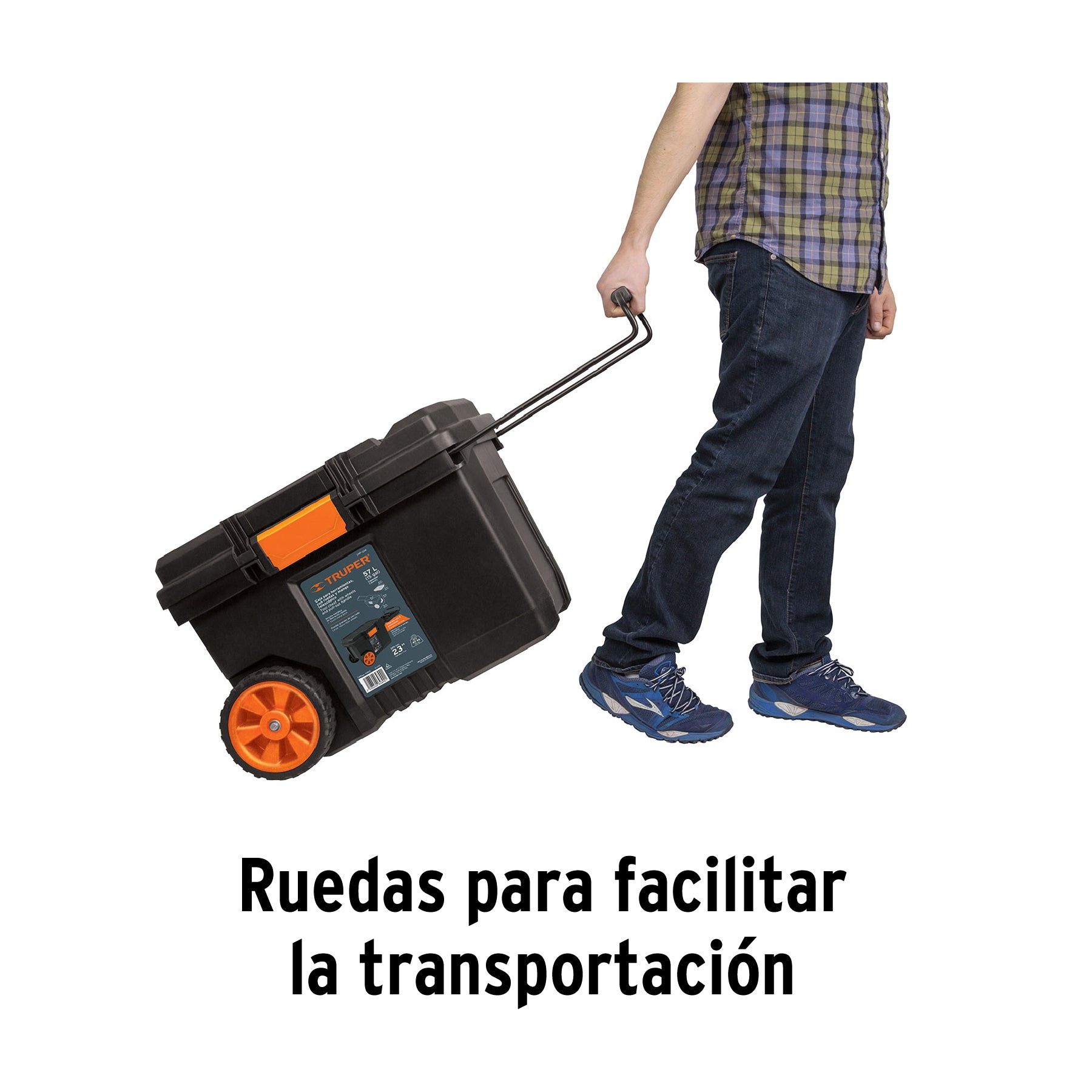 Caja para herramienta, 23"x17" con ruedas, mango telescópico