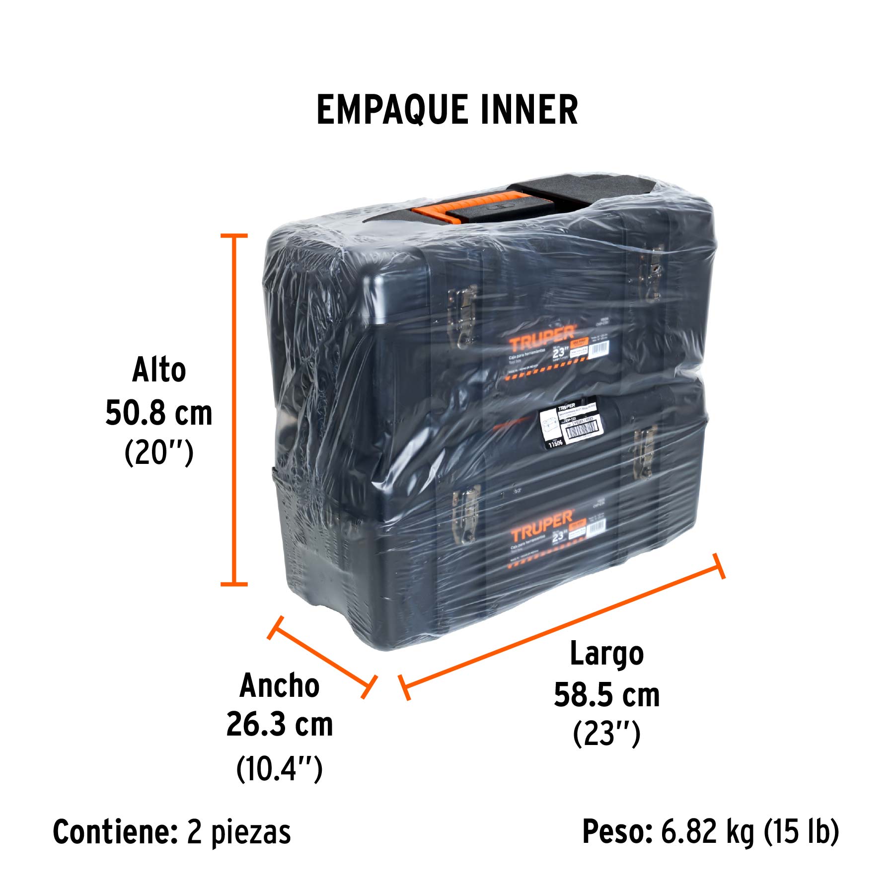 Caja para herramienta 23" industrial con broches metálicos - Empaque