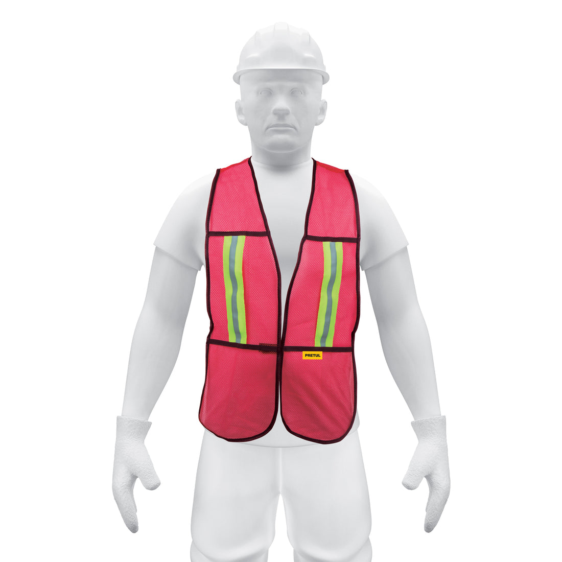 Chaleco de seguridad con cintas reflejantes, rojo, PRETUL