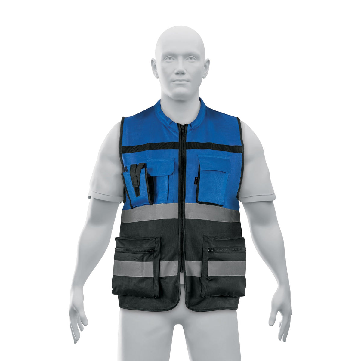Chaleco brigadista con cintas reflejantes, azul, PRETUL