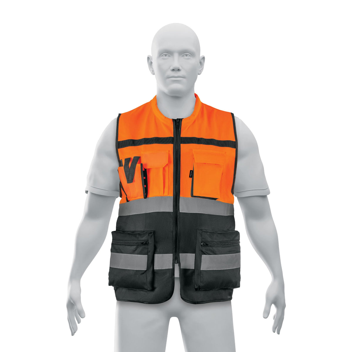 Chaleco brigadista con cintas reflejantes, naranja, PRETUL