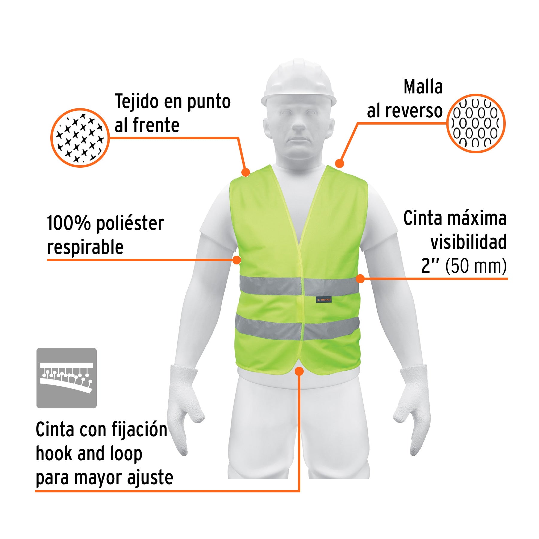 Chaleco de seguridad verde con cintas de alta visibilidad