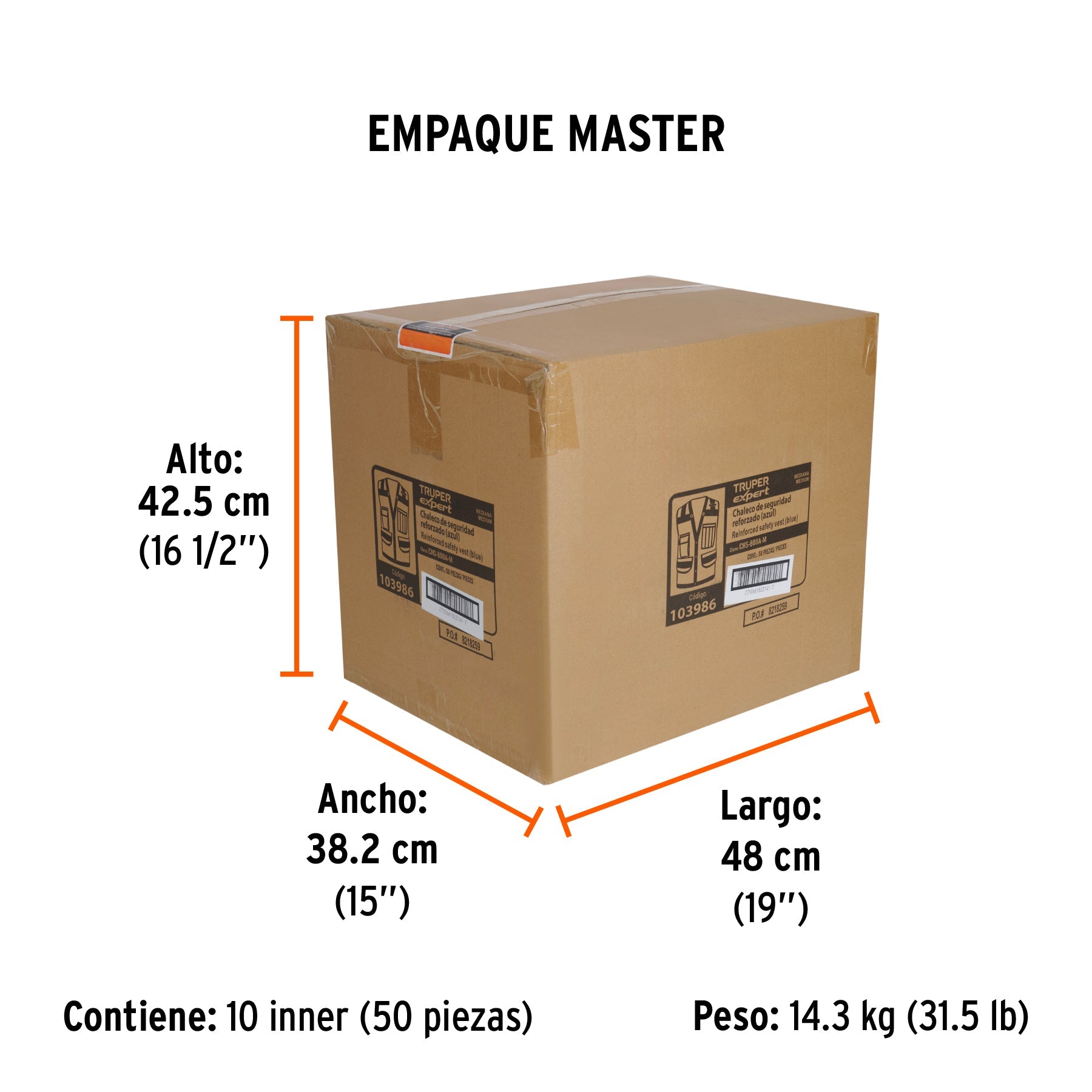 Chaleco seguridad reforzado azul con bolsas, M, EXPERT - Empaque
