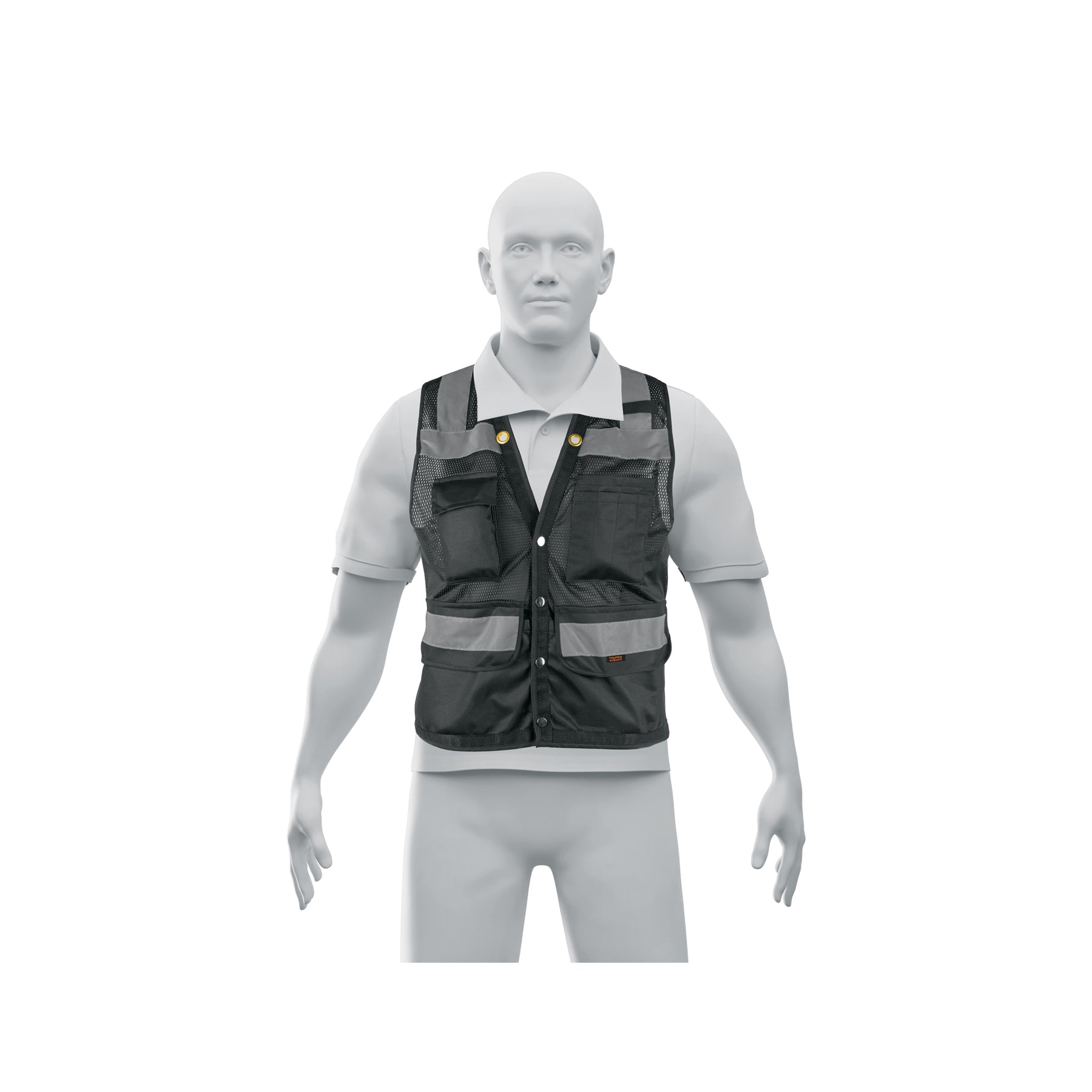 Chaleco seguridad reforzado negro con bolsas, M, EXPERT