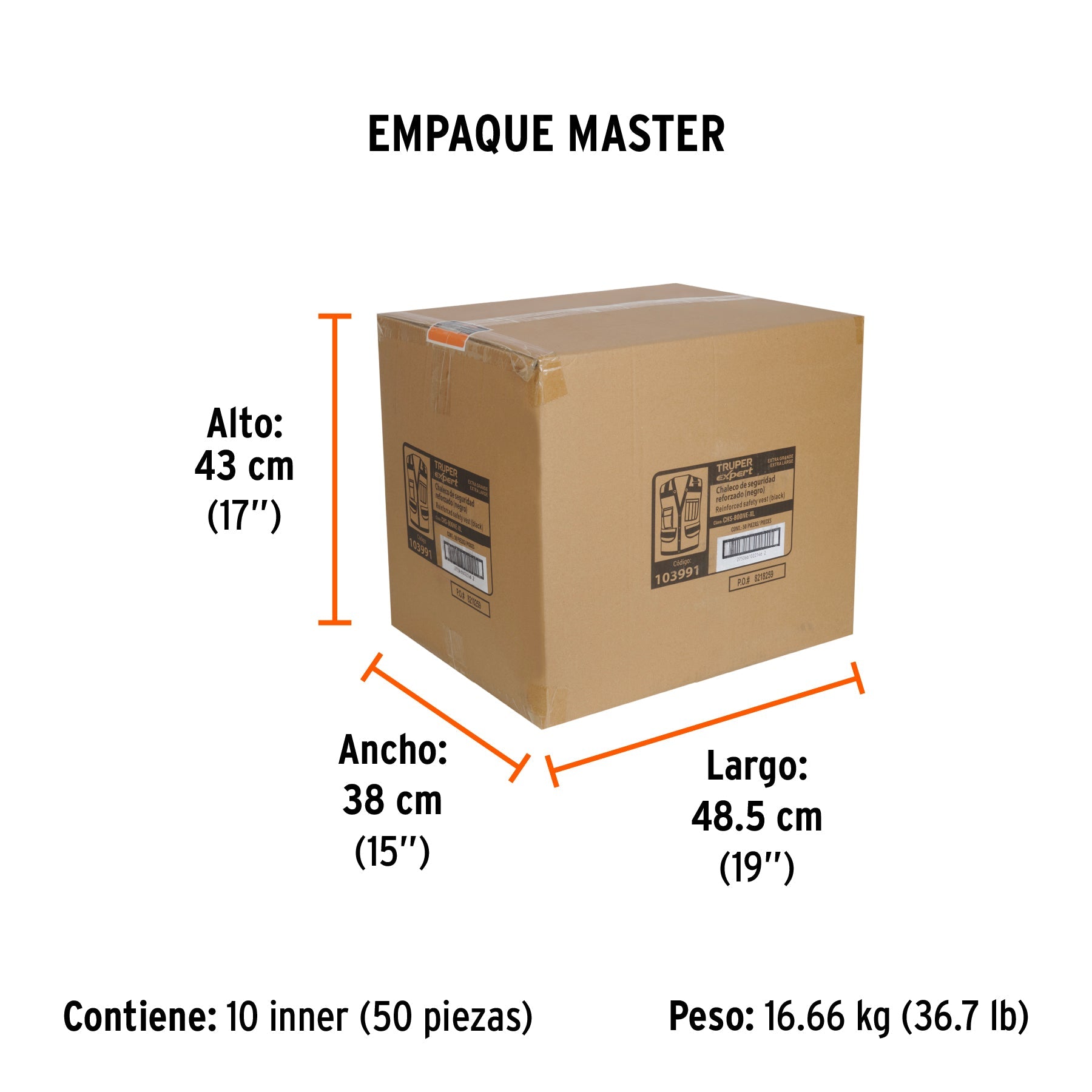 Chaleco seguridad reforzado negro con bolsas, EG, EXPERT - Empaque