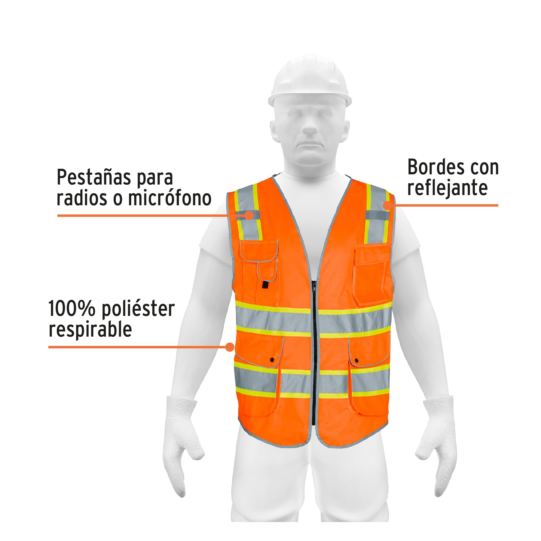 Chaleco de seguridad de alta visibilidad, naranja, XG,EXPERT