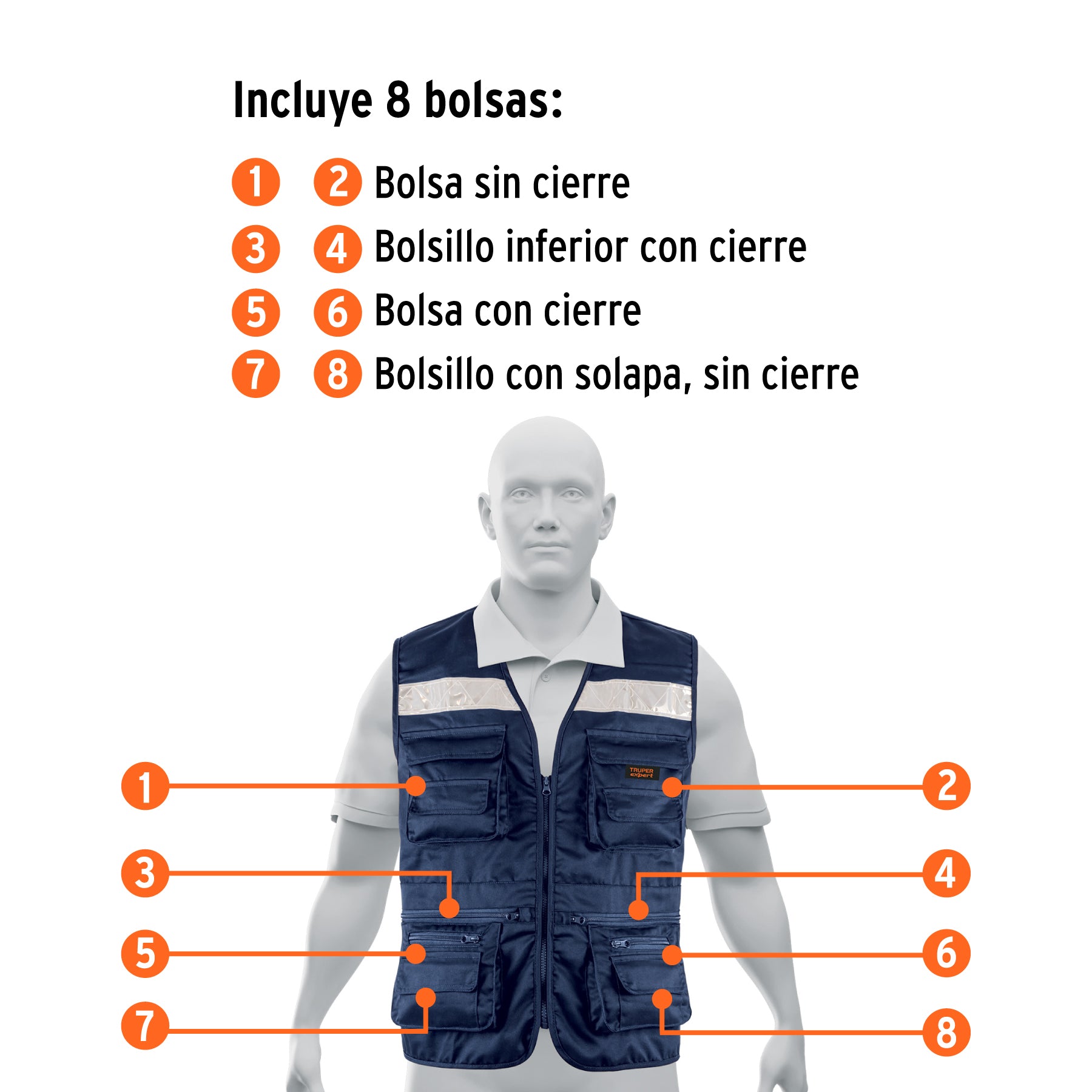 Chaleco brigadista reforzado, azul marino, EG, TRUPER EXPERT
