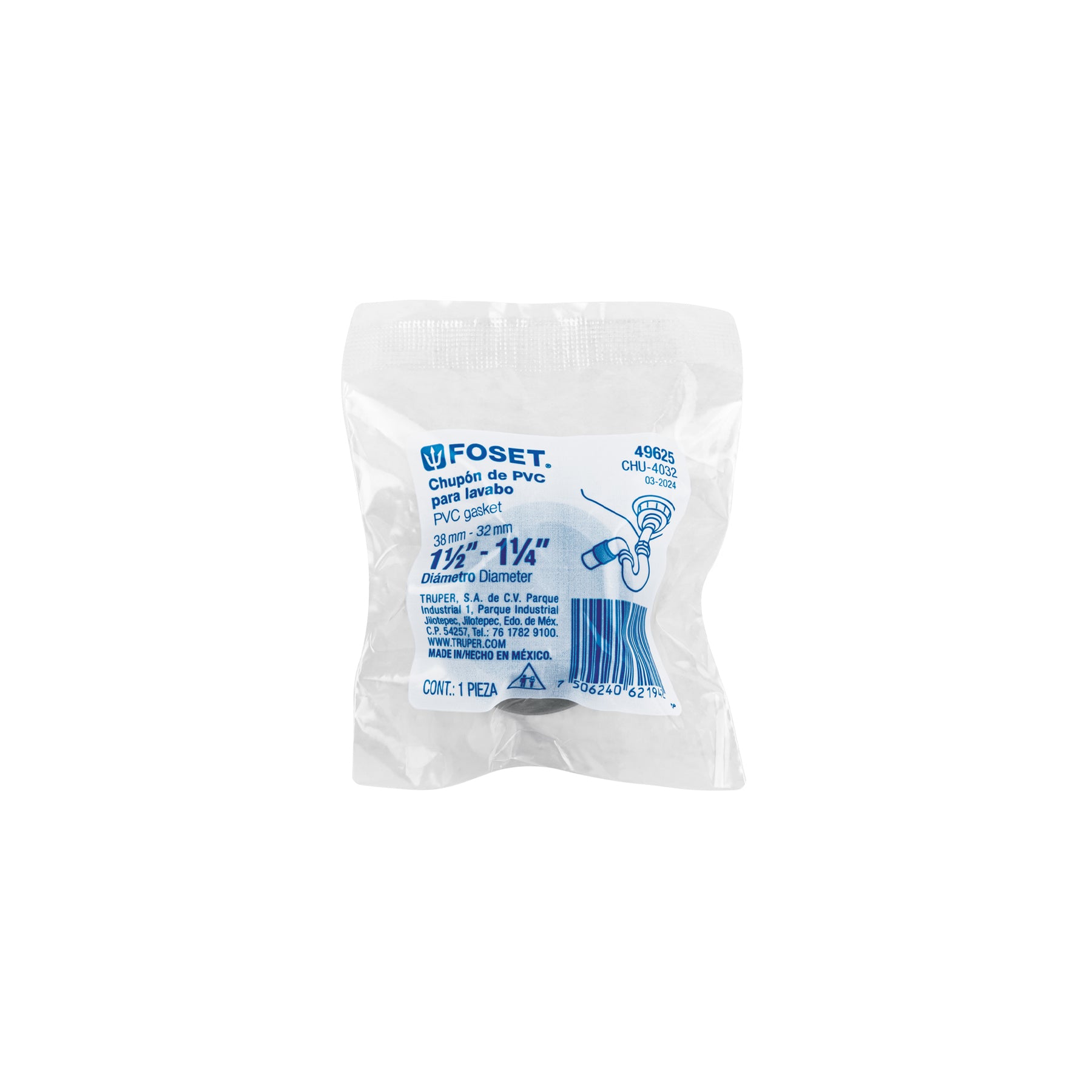 Chupón de PVC, 1-1/2" x 1-1/4", FOSET