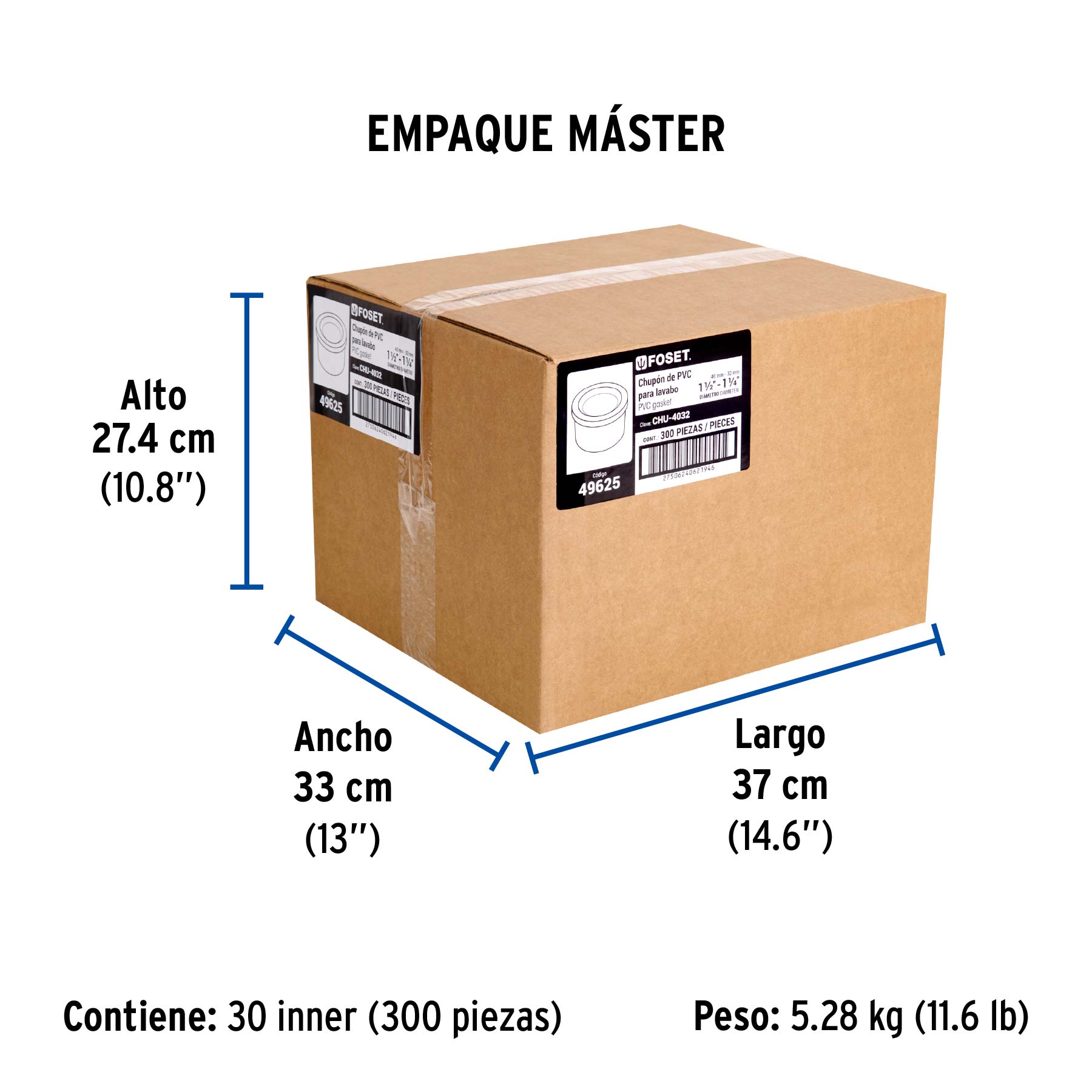 Chupón de PVC, 1-1/2" x 1-1/4", FOSET - Empaque
