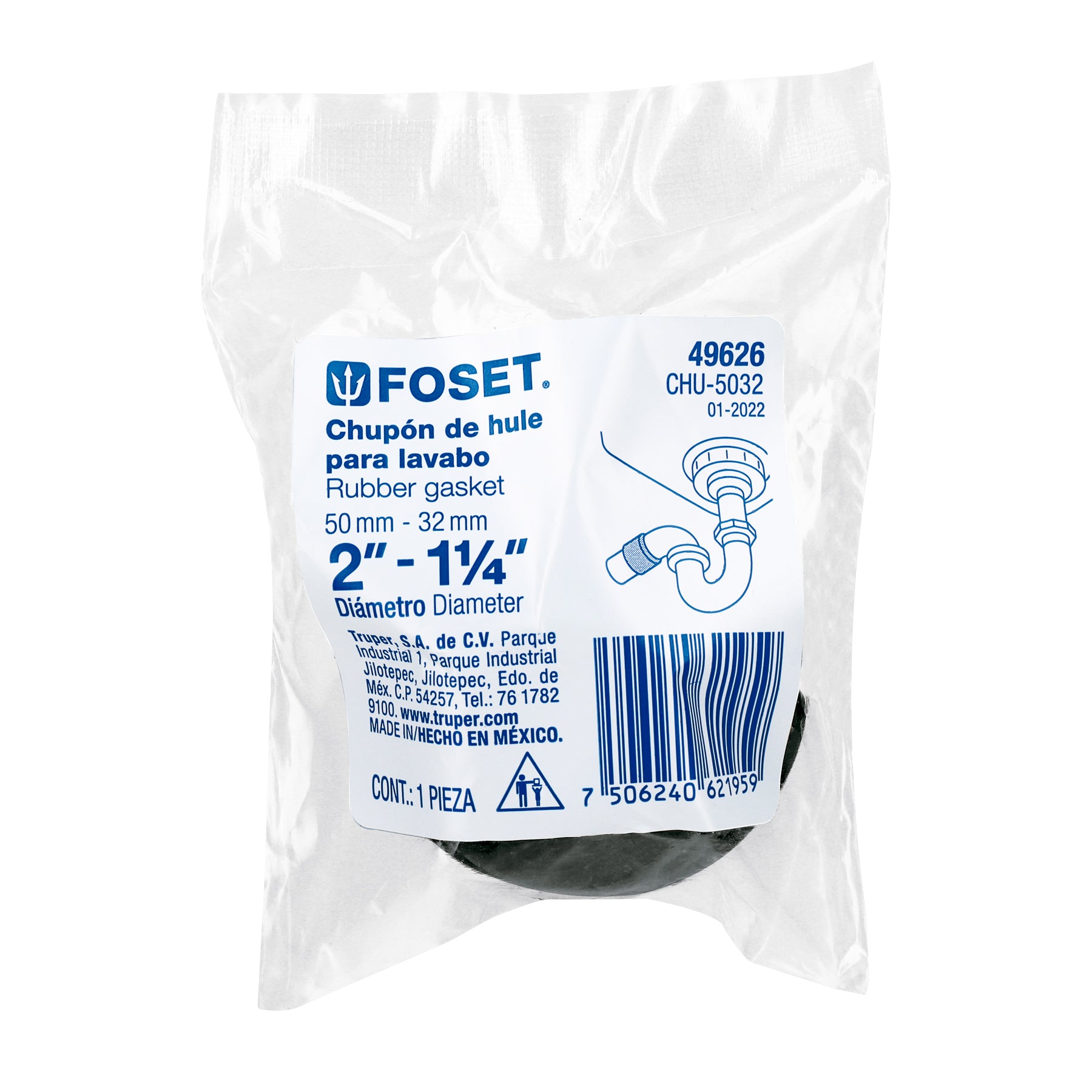 Chupón de PVC, 2" x 1-1/4", FOSET