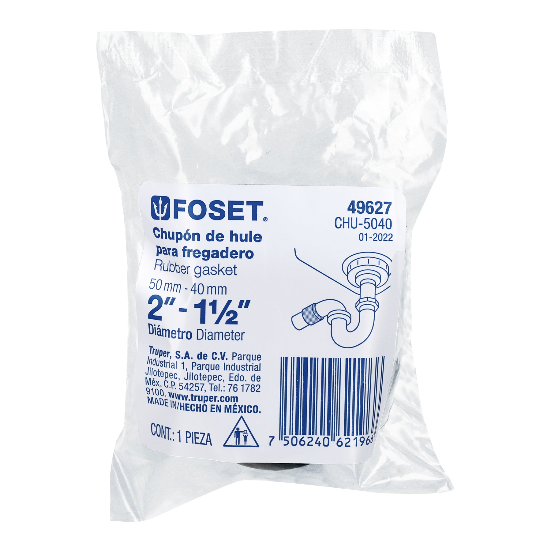 Chupón de PVC, 2" x 1-1/2", FOSET