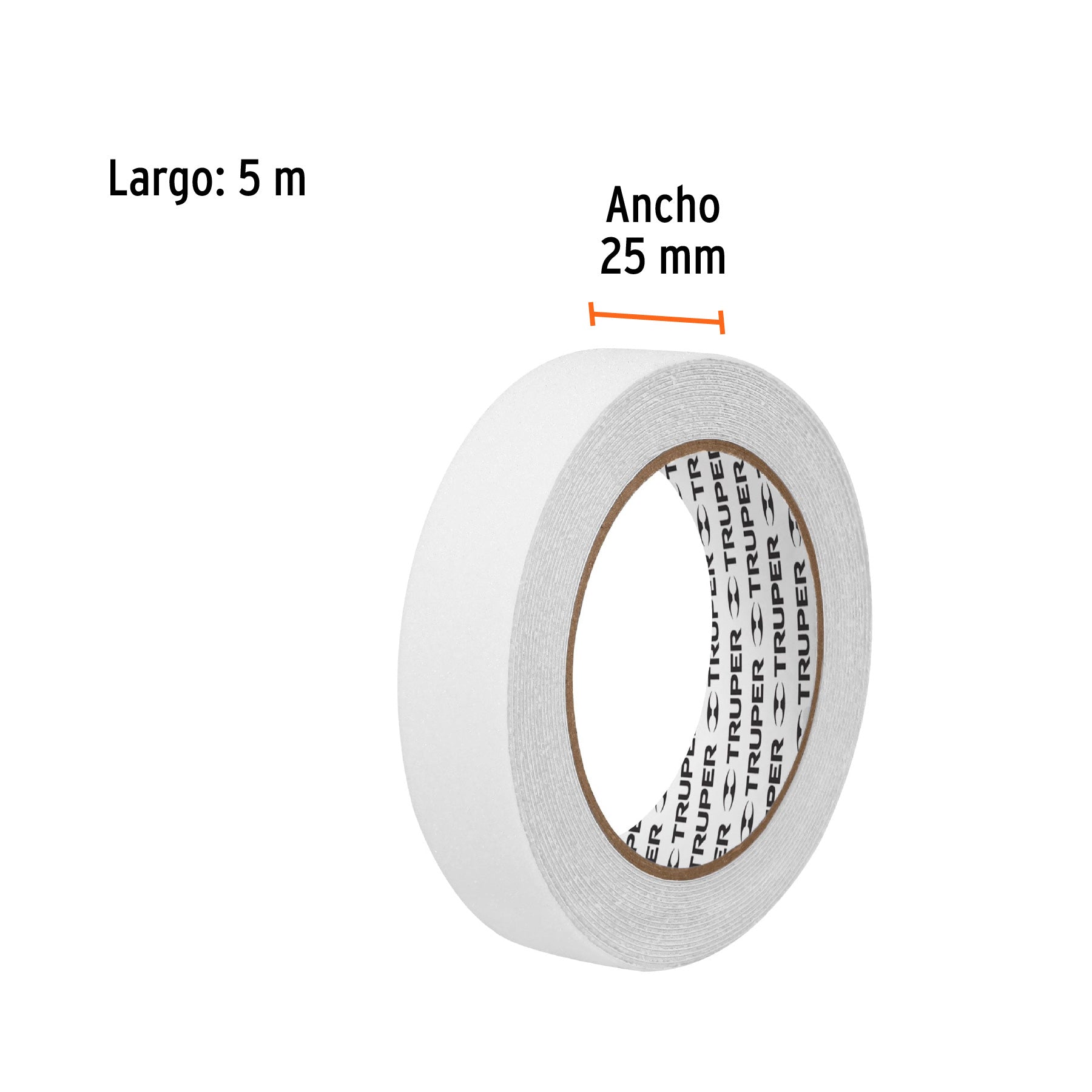 Rollo de 5m de cinta antiderrapante blanca 25mm con abrasivo