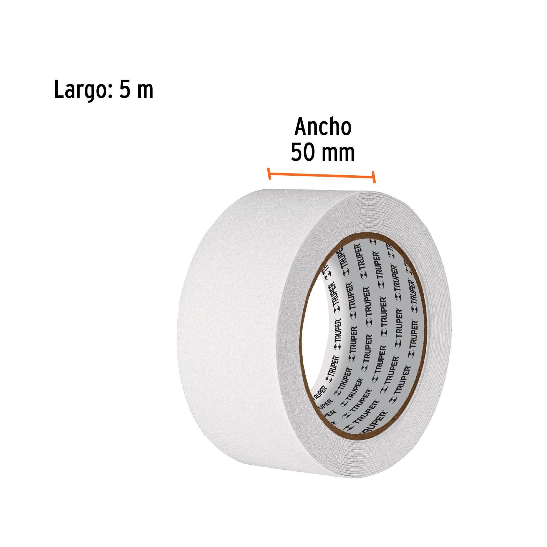 Rollo de 5m de cinta antiderrapante blanca 50mm con abrasivo