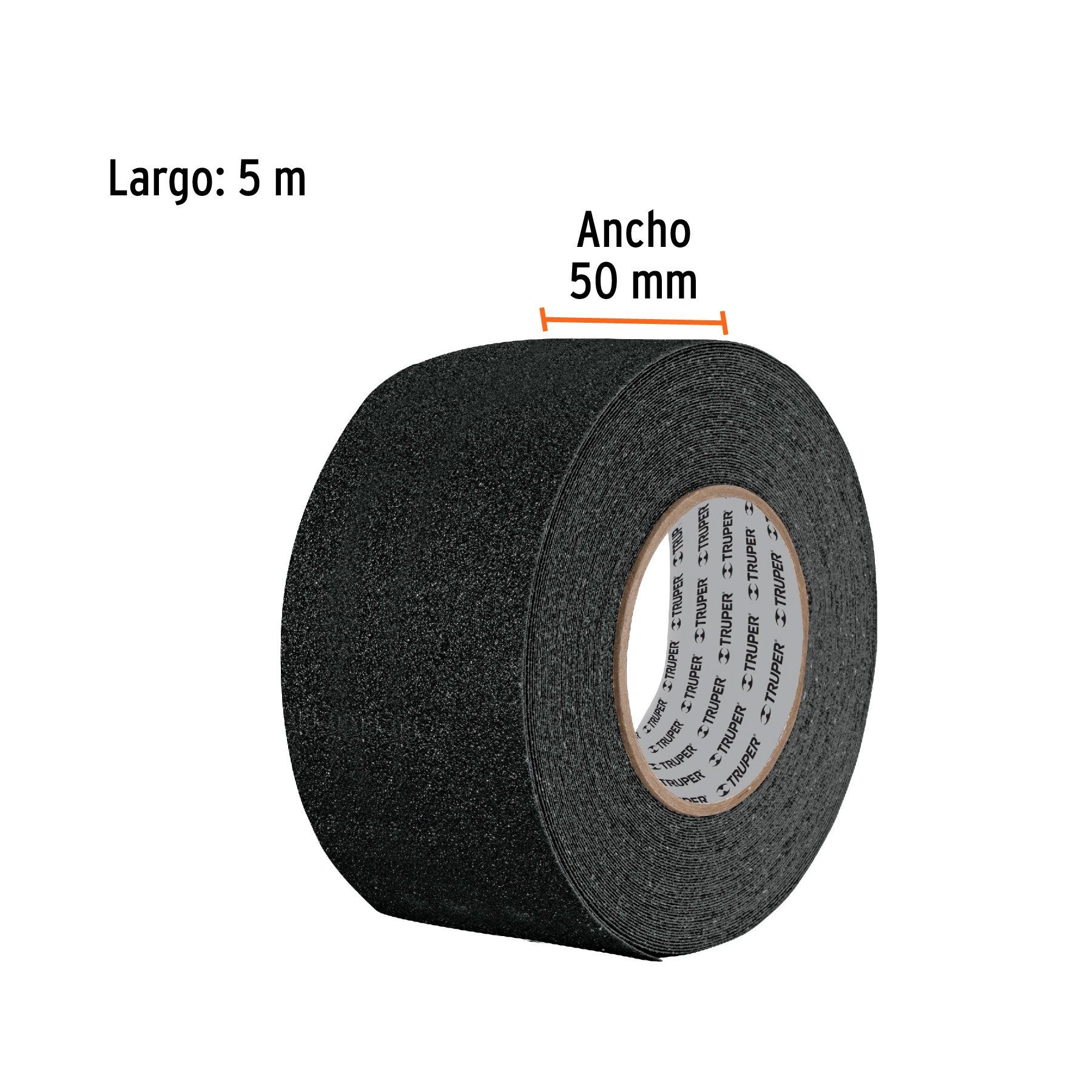 Rollo de 5 m de cinta antiderrapante negra 50mm con abrasivo