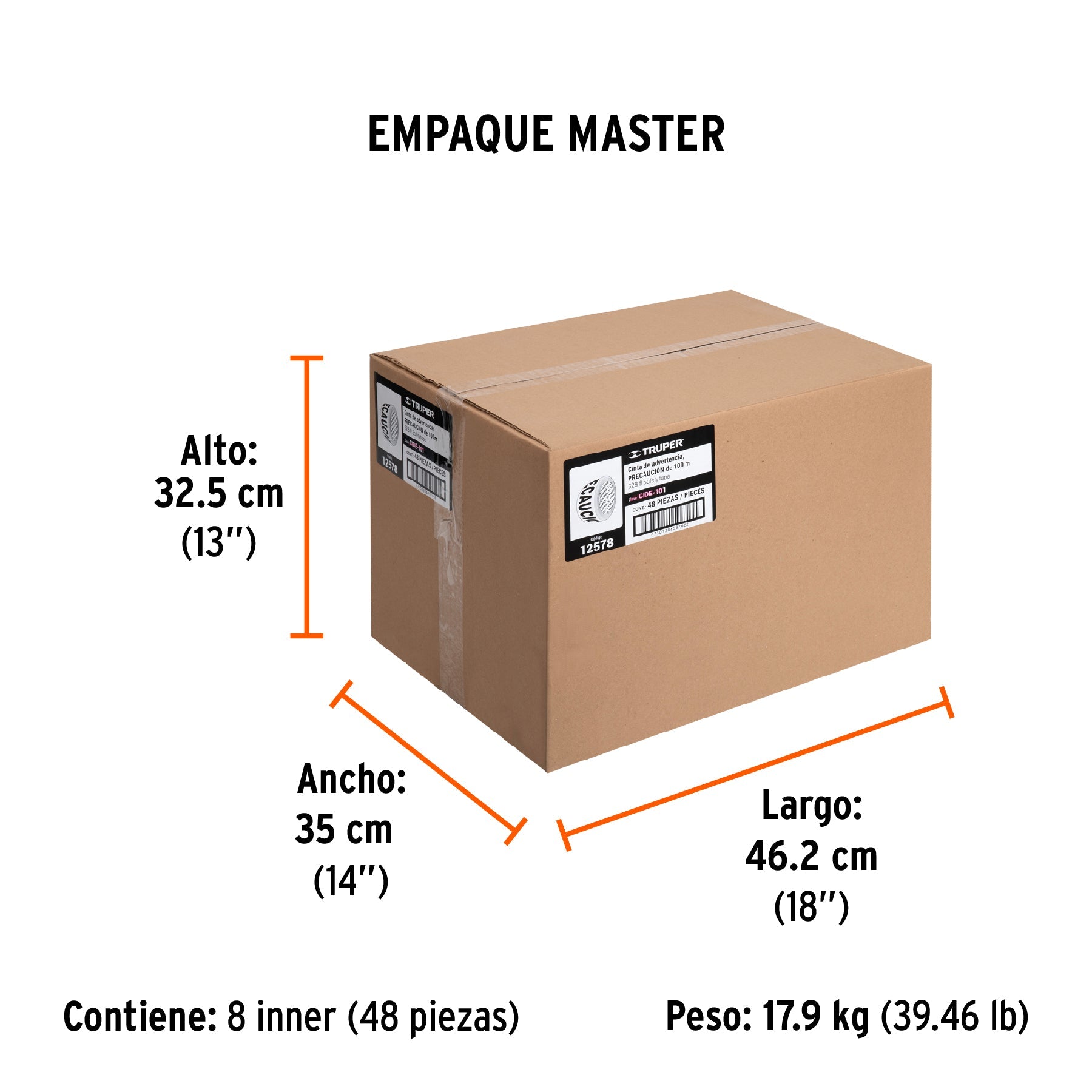 Rollo de 100 m de cinta delimitadora "Precaución", TRUPER - Empaque