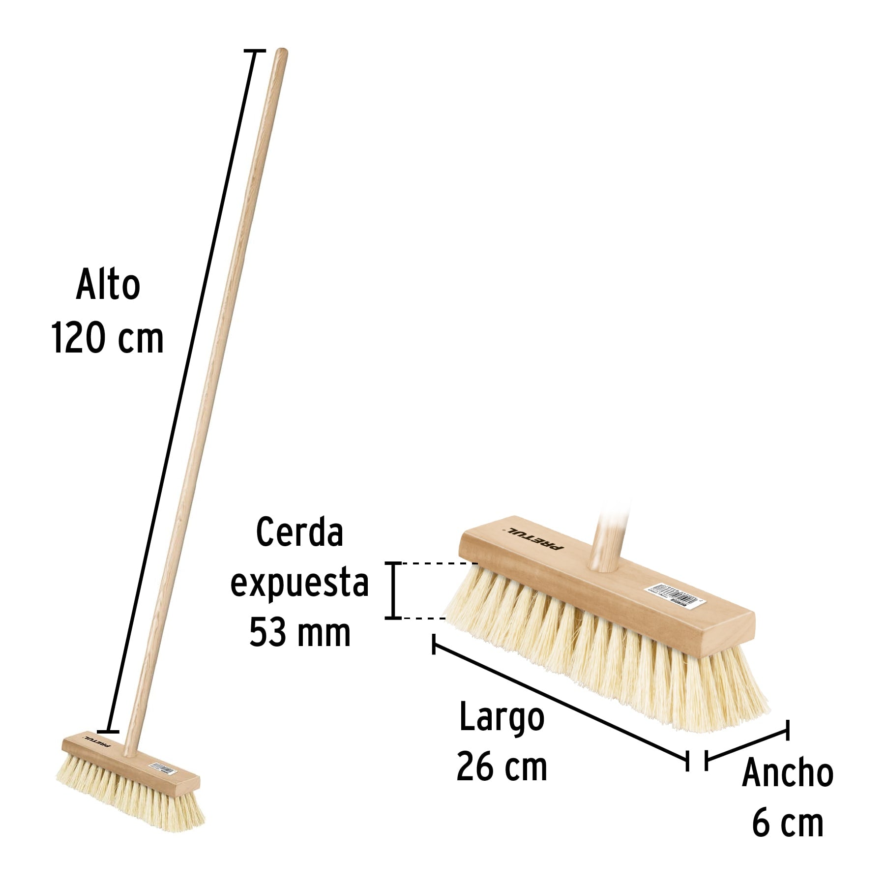 Cepillo para impermeabilizar, con cerdas de ixtle, mango 48"