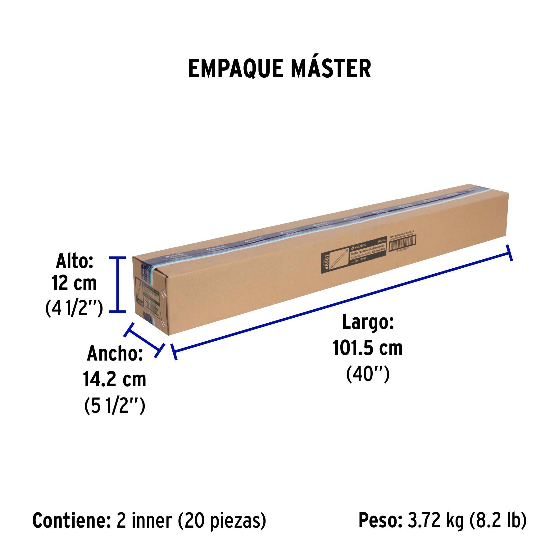 Bolsa con 10 cinchos plásticos 175 lb, 900 x 9 mm, natural - Empaque