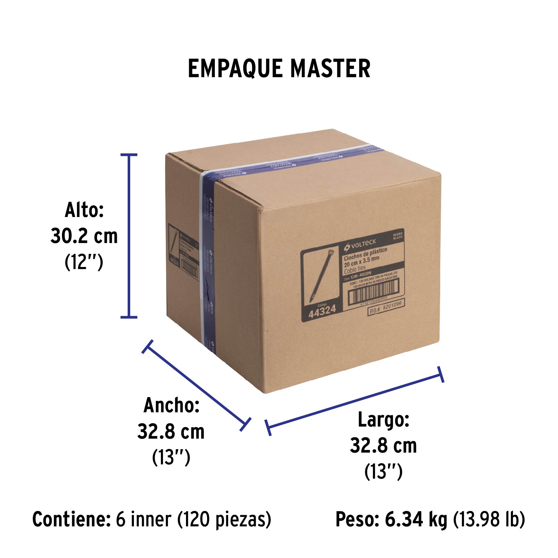 Bolsa con 50 cinchos plásticos 40 lb, 200 x 3.5 mm, negro - Empaque