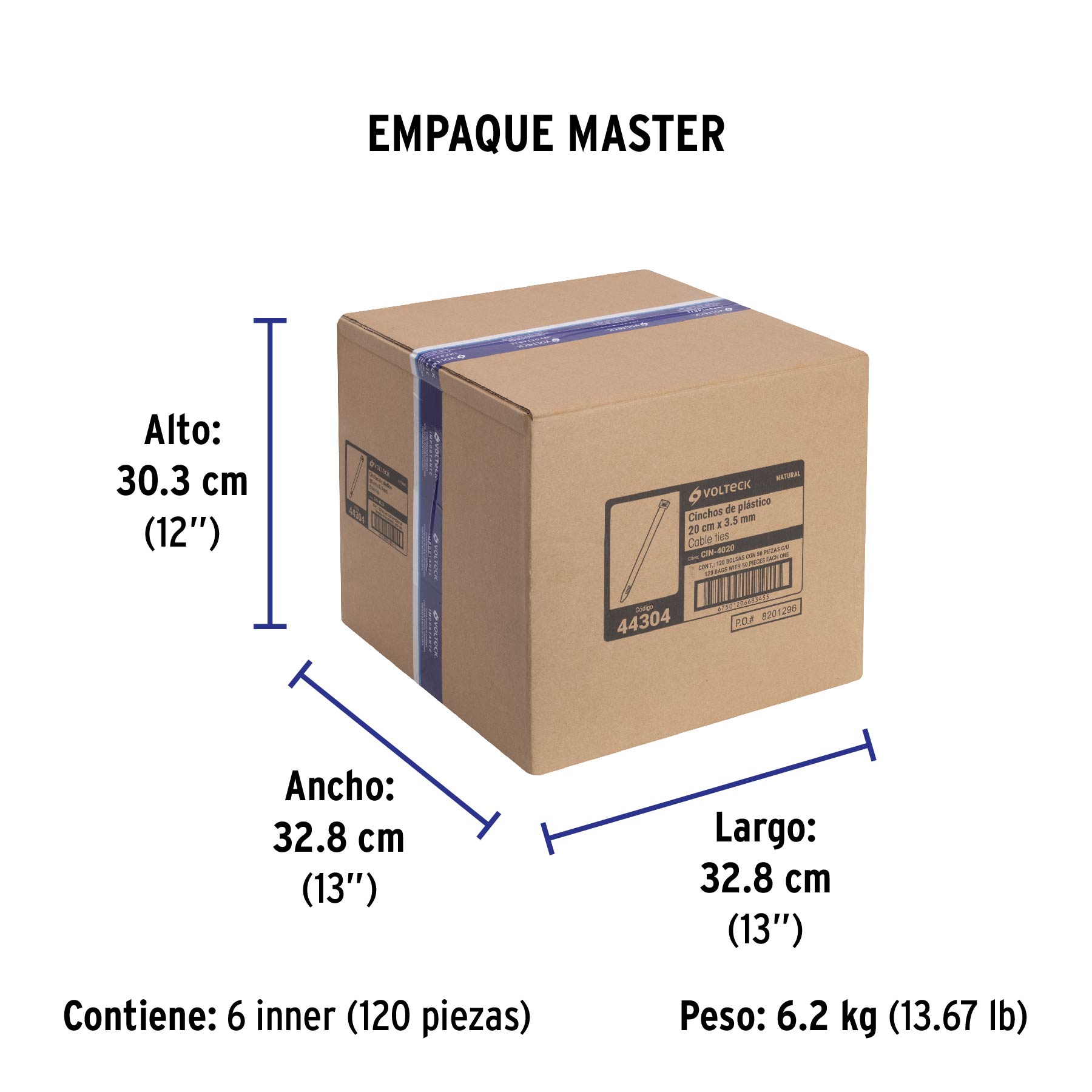Bolsa con 50 cinchos plásticos 40 lb, 200 x 3.5 mm, natural - Empaque