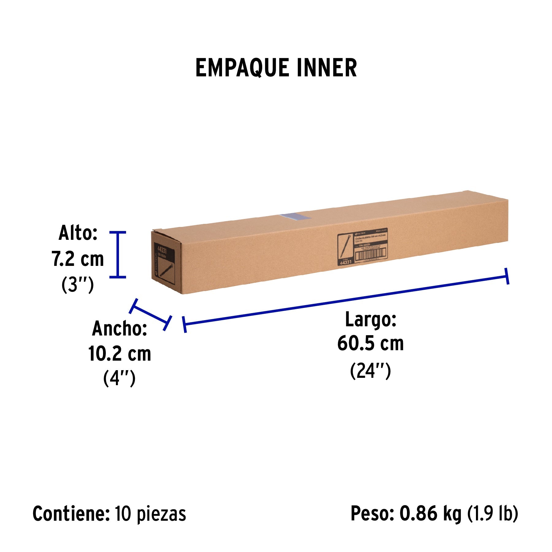 Bolsa con 25 cinchos plásticos 50 lb, 500 x 4.5 mm, negro - Empaque