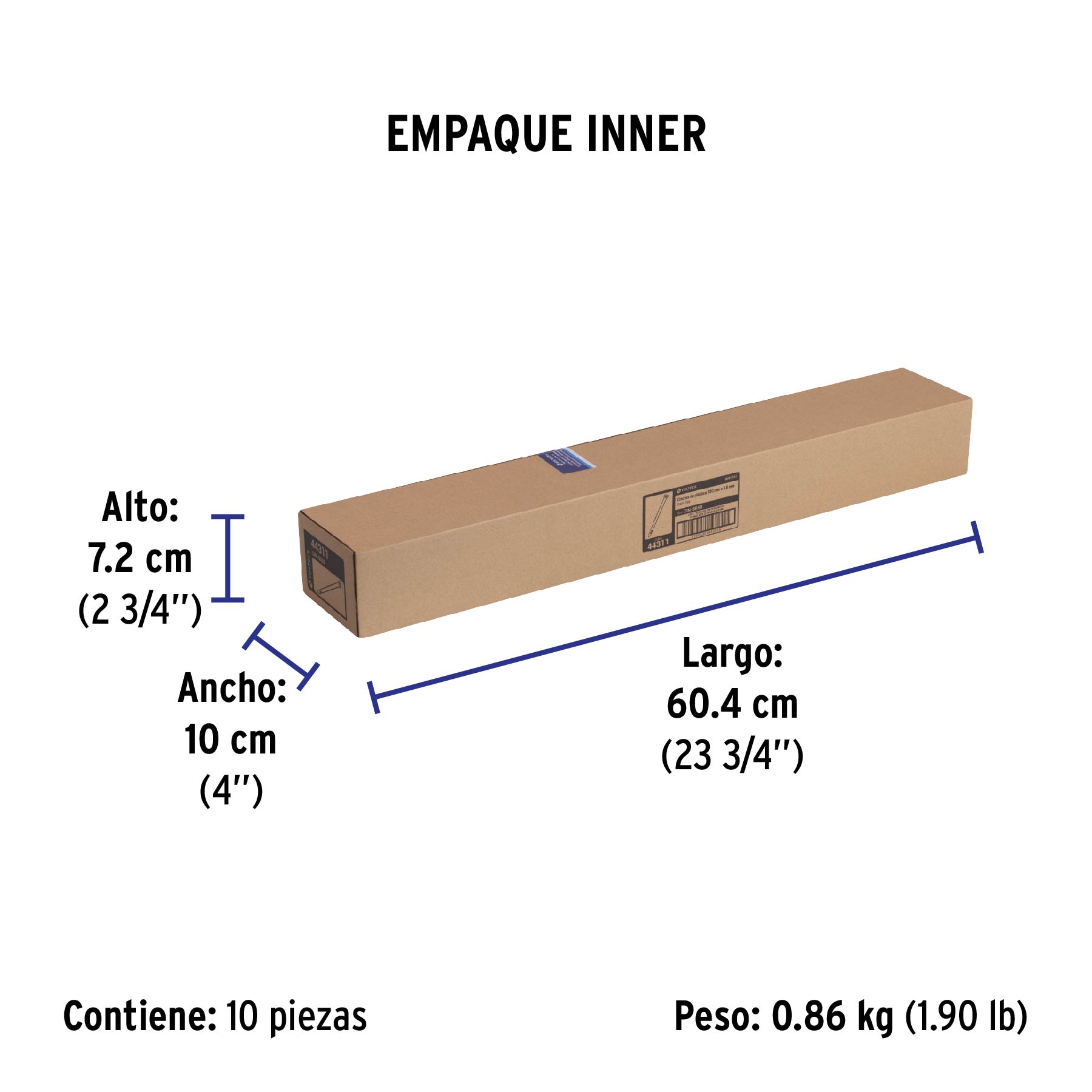 Bolsa con 25 cinchos plásticos 50 lb, 500 x 4.5 mm, natural - Empaque