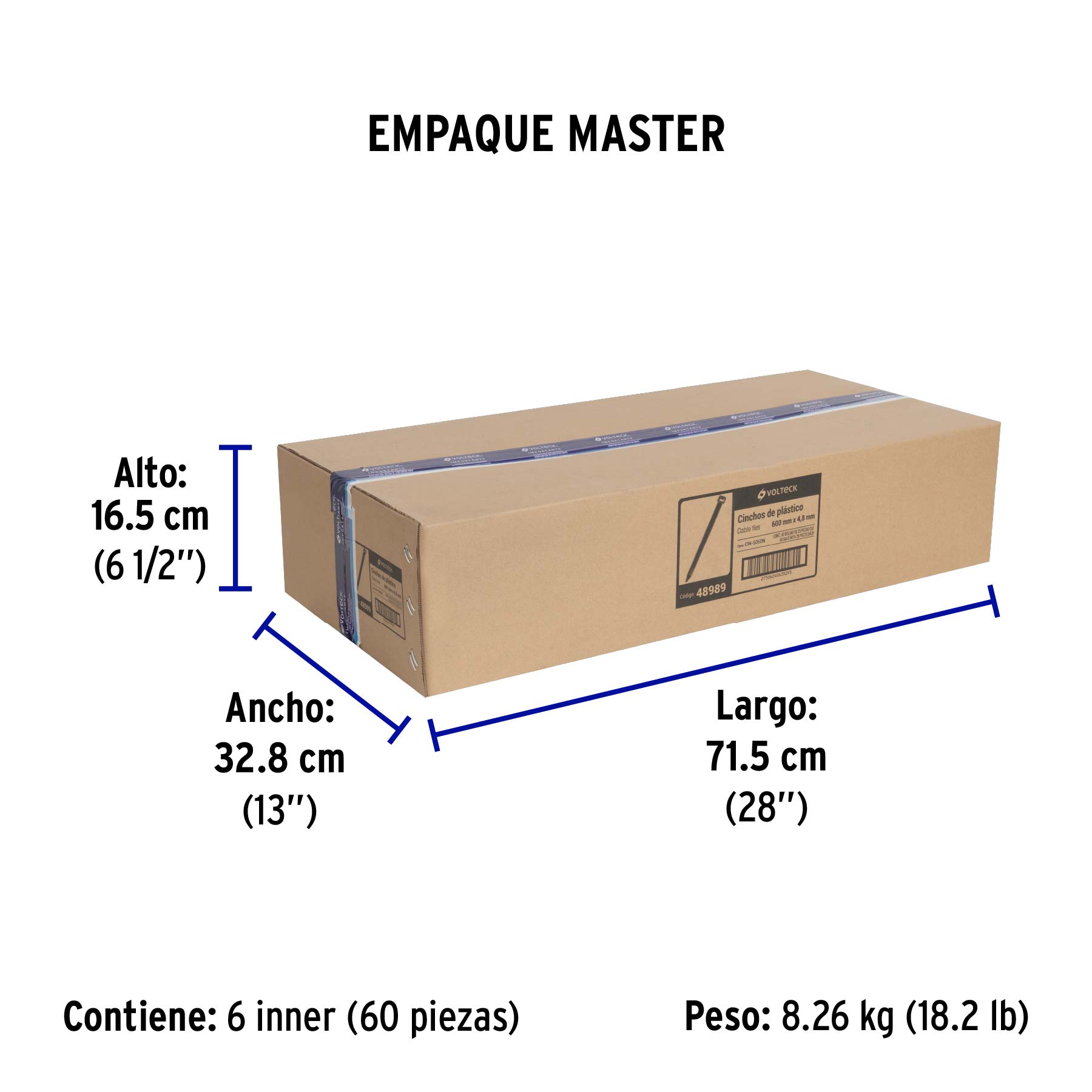 Bolsa con 25 cinchos plásticos 50 lb, 600 x 4.5 mm, negro - Empaque