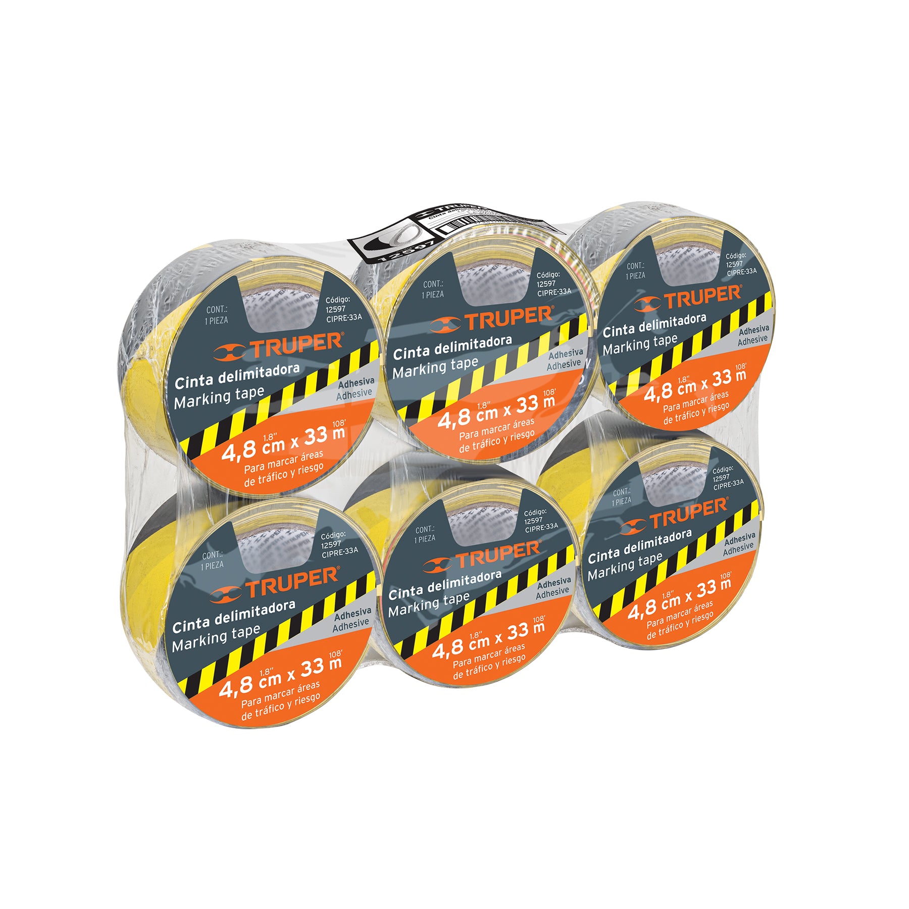 Rollo de 33 m de cinta delimitadora amarilla / negro, TRUPER