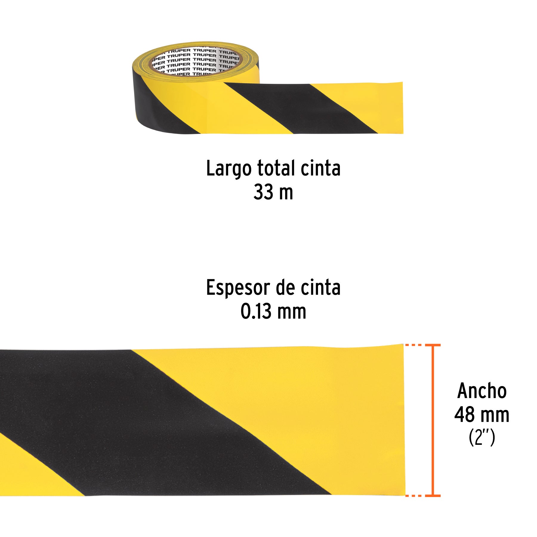 Rollo de 33 m de cinta delimitadora amarilla / negro, TRUPER