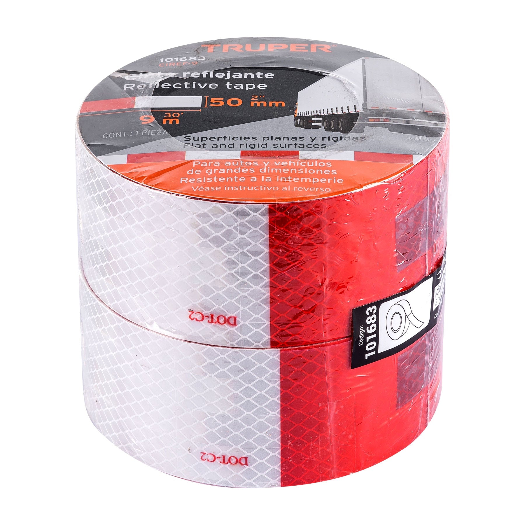 Rollo de 9 m x 2" de cinta reflejante de PVC, TRUPER