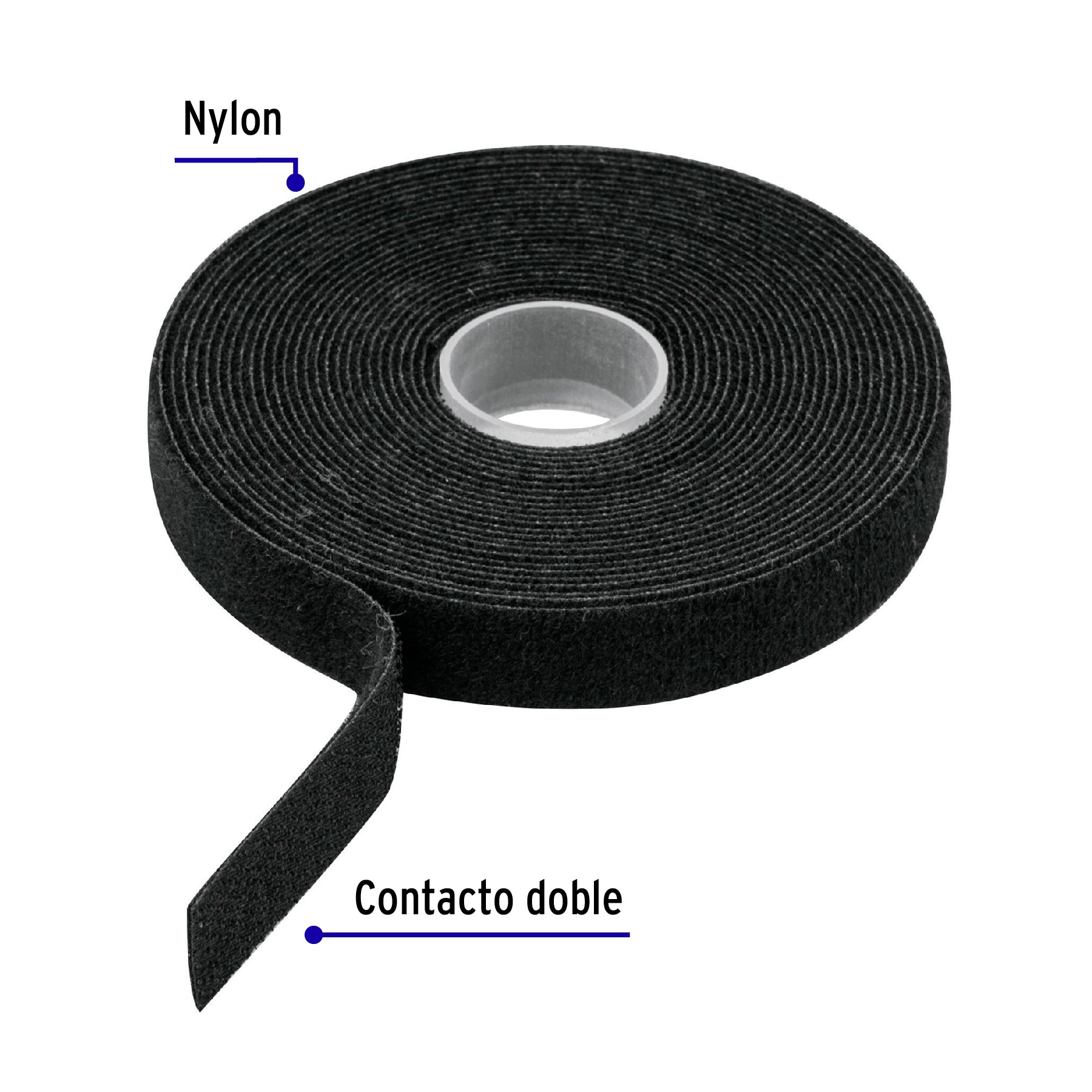 Rollo de 10 m de cinta reusable de contacto doble, VOLTECK