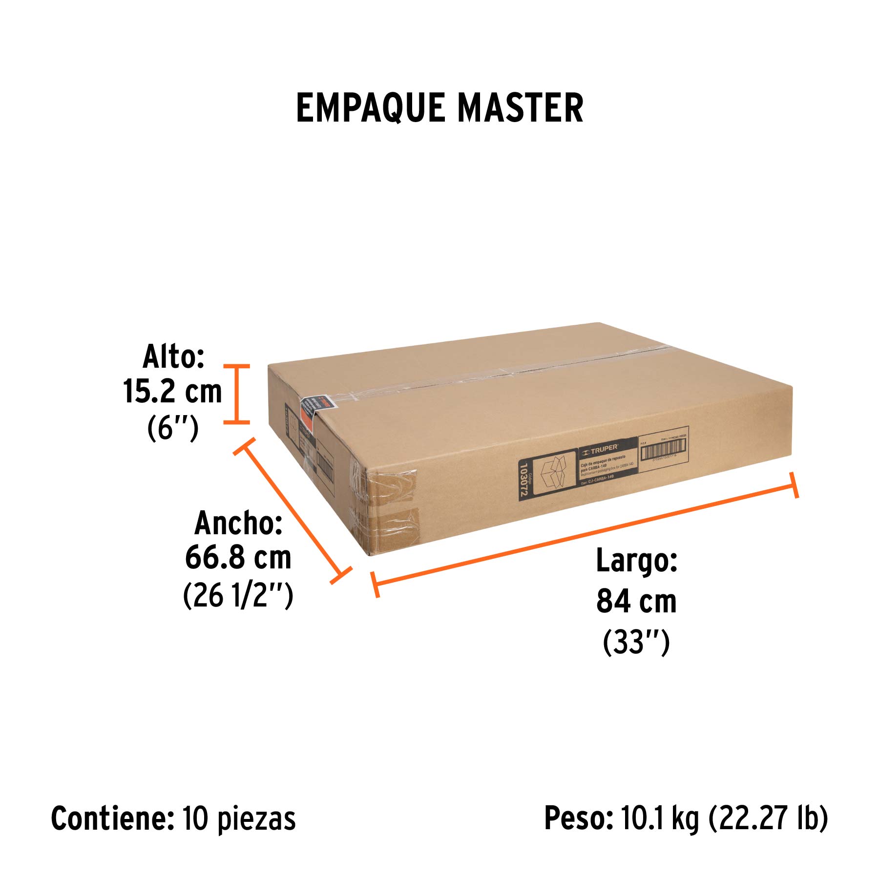Caja de empaque de repuesto para CARBA-140, TRUPER - Empaque