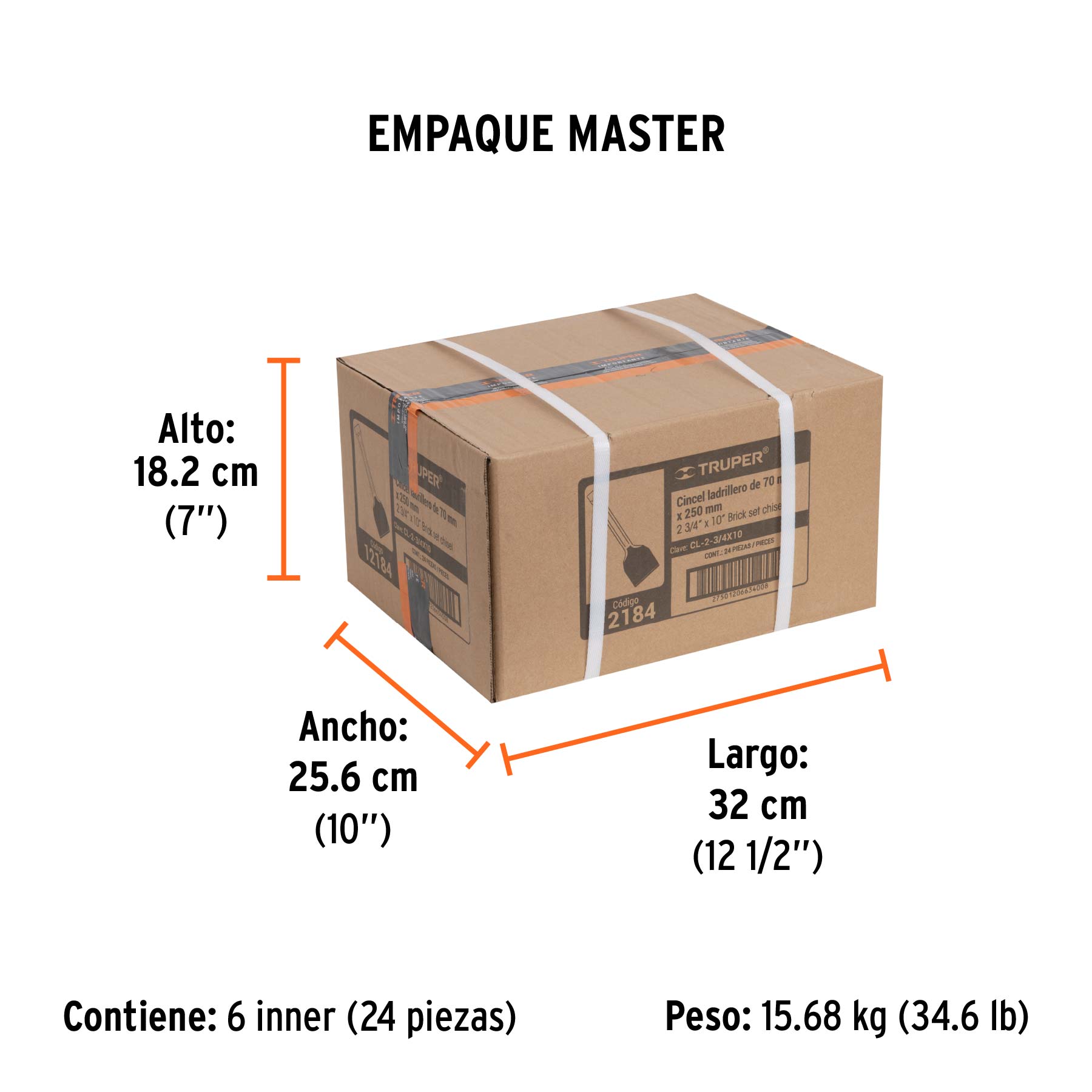 Cincel ladrillero 2-3/4 X 10", TRUPER - Empaque