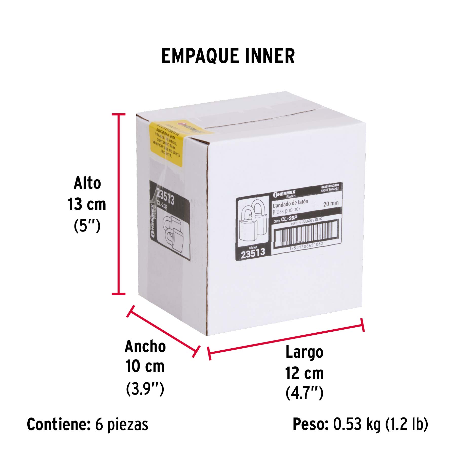 Blíster con 2 candados de latón de 20mm, HERMEX BASIC - Empaque