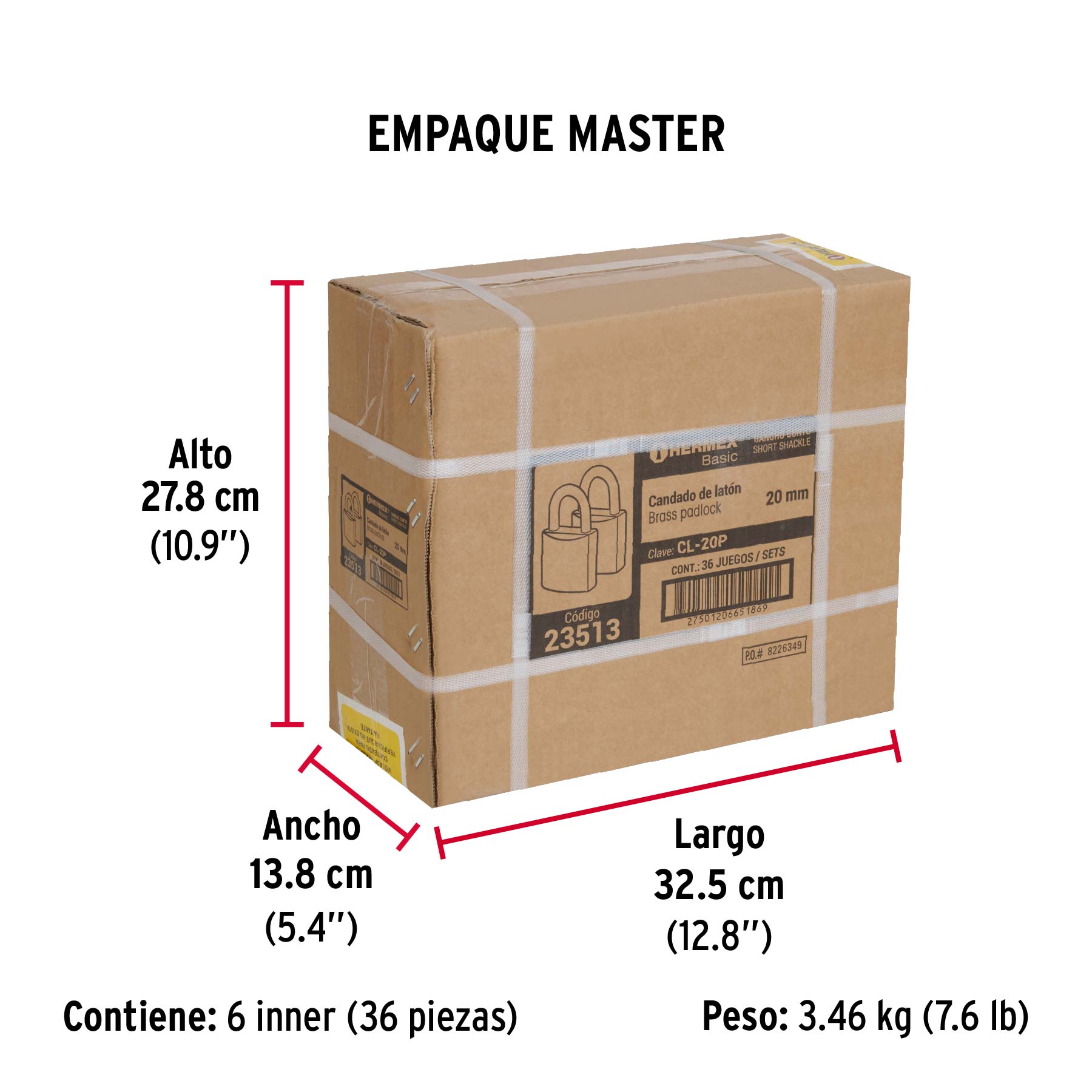 Blíster con 2 candados de latón de 20mm, HERMEX BASIC - Empaque