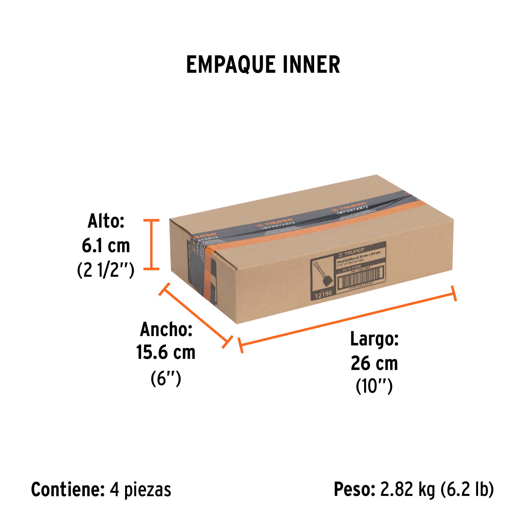 Cincel ladrillero 3-1/2 X 8", TRUPER - Empaque