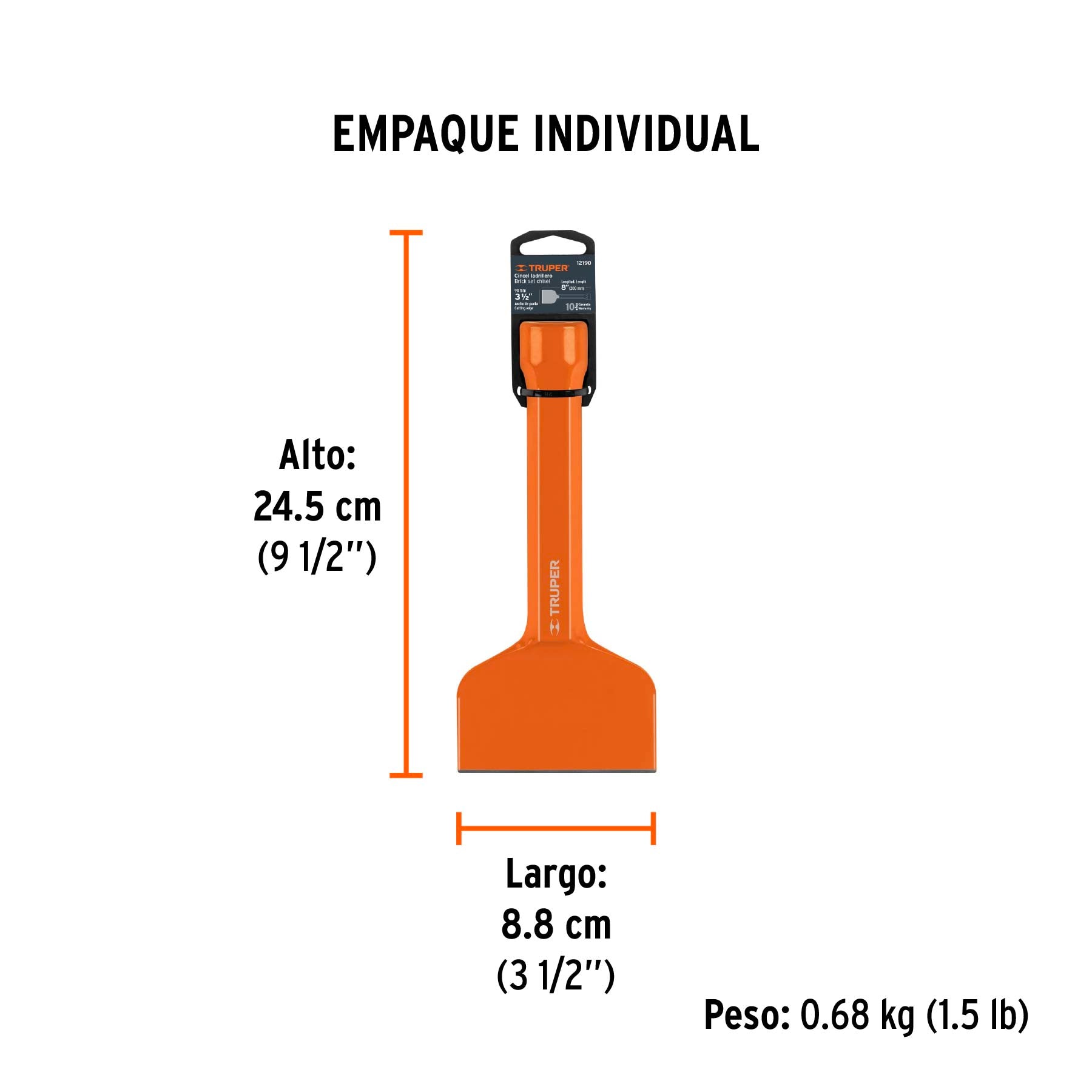 Cincel ladrillero 3-1/2 X 8", TRUPER - Empaque