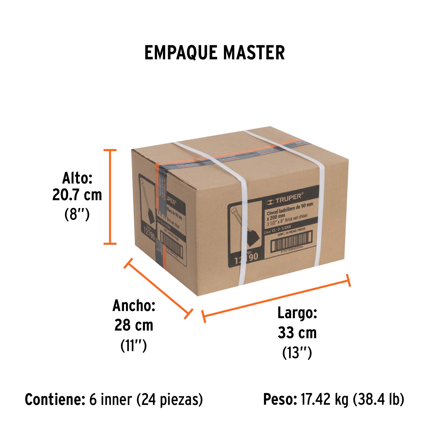 Cincel ladrillero 3-1/2 X 8", TRUPER - Empaque