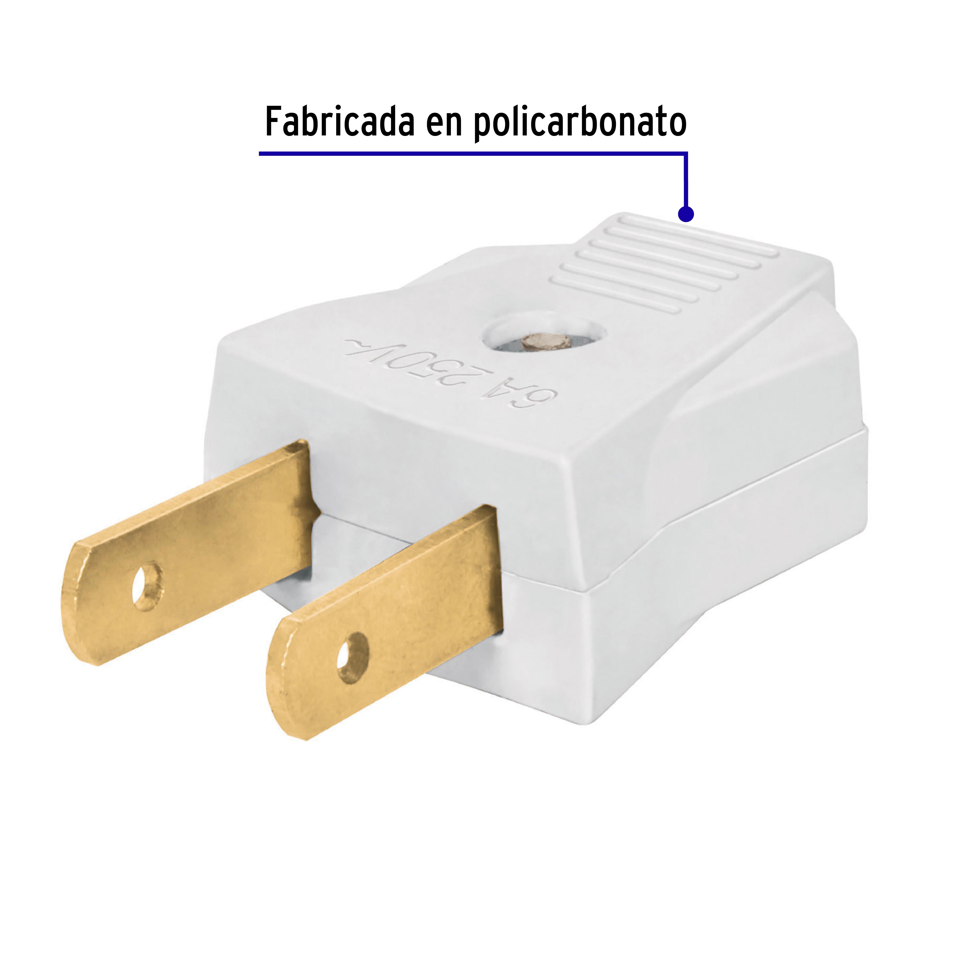 2 Clavijas no polarizadas planas de policarbonato, VOLTECK