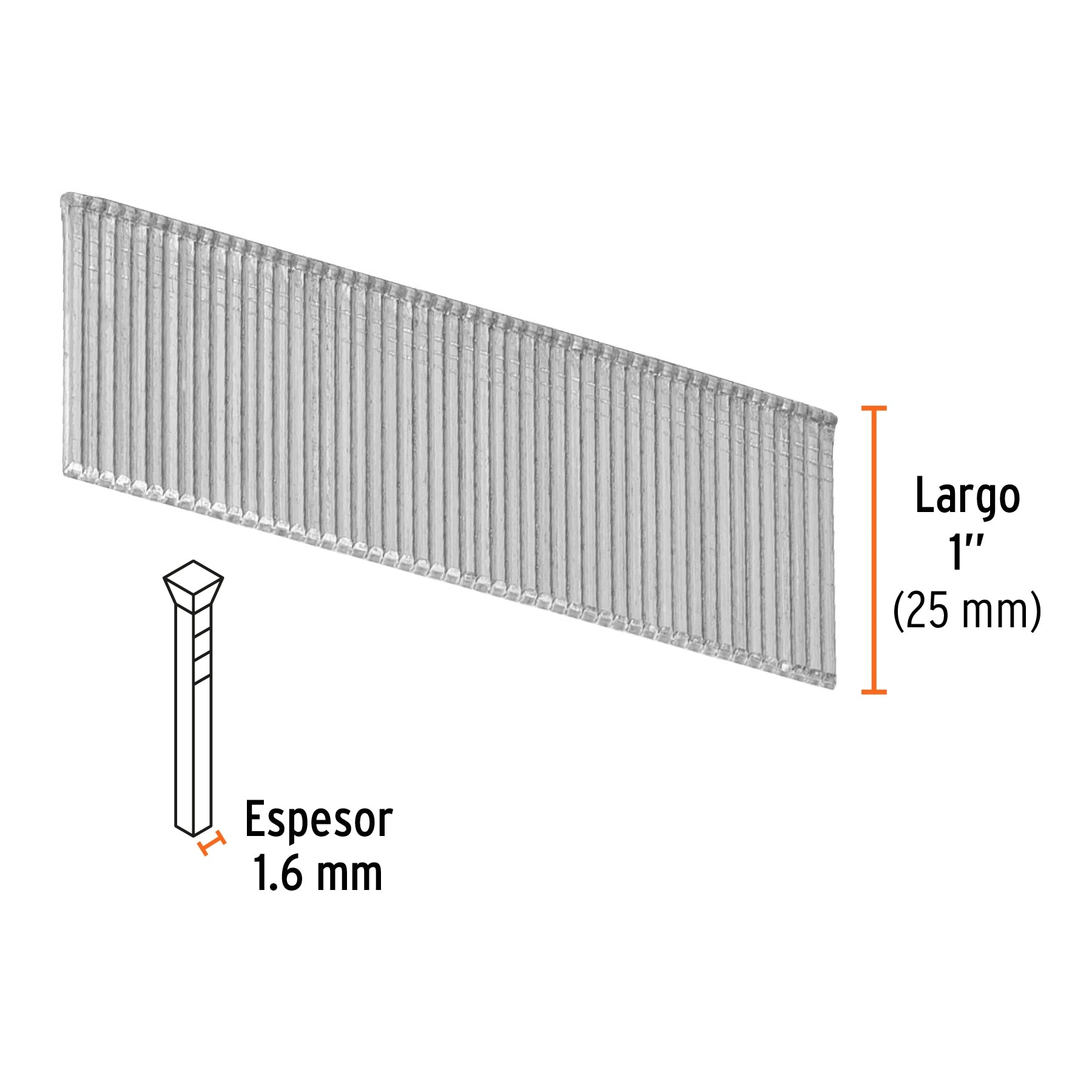 Caja con 2500 clavos calibre 16, 25 mm para CLNE-16, TRUPER