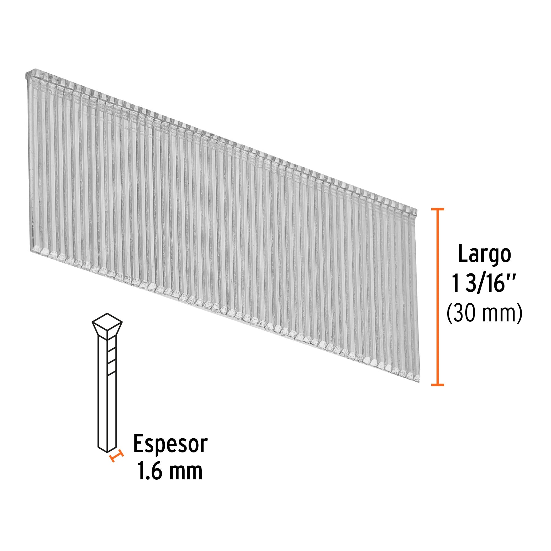 Caja con 2500 clavos calibre 16, 30 mm para CLNE-16, TRUPER