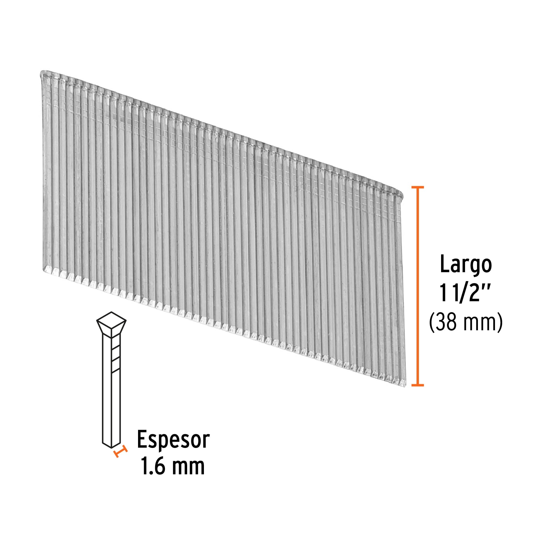 Caja con 2500 clavos calibre 16, 38 mm para CLNE-16, TRUPER