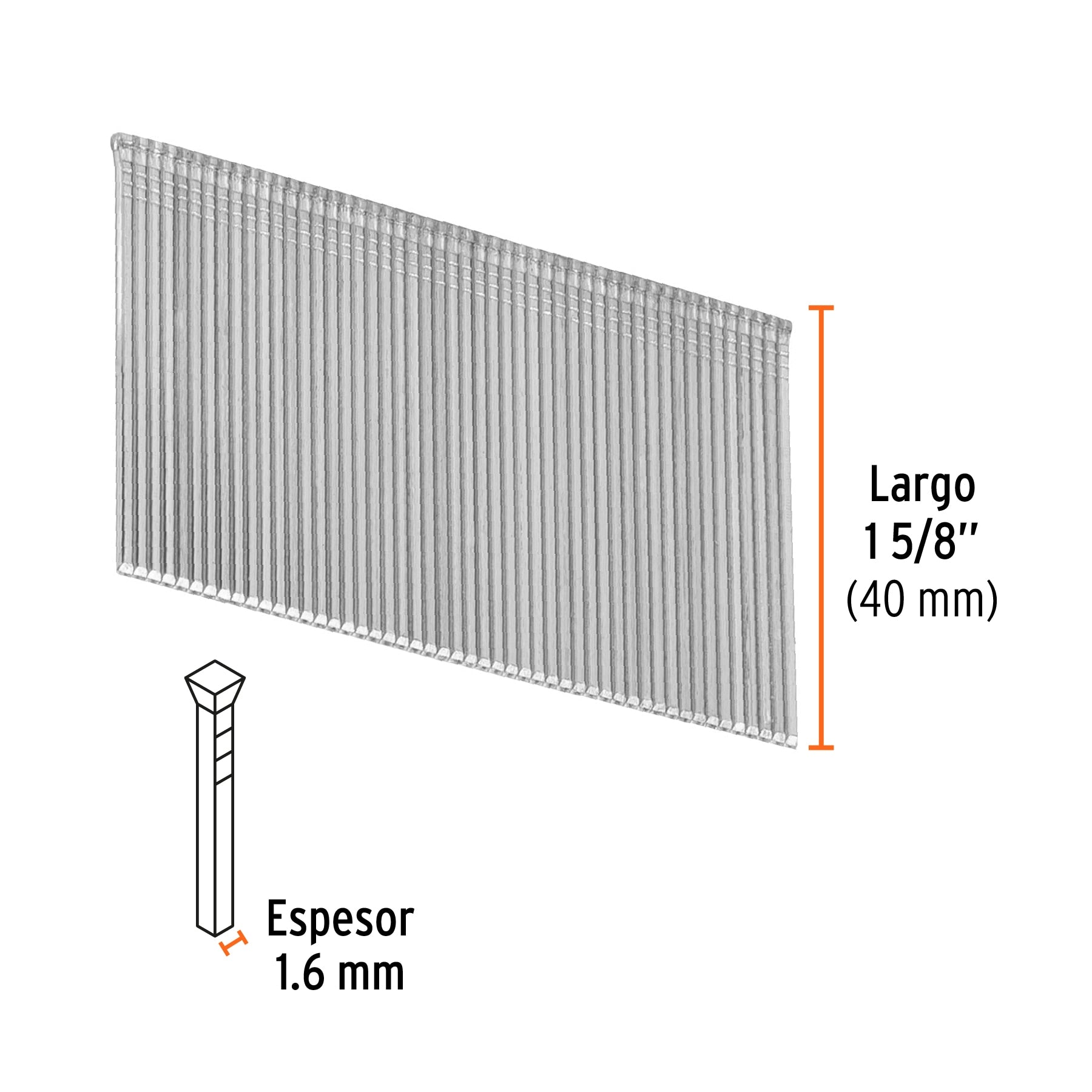 Caja con 2500 clavos calibre 16, 40 mm para CLNE-16, TRUPER