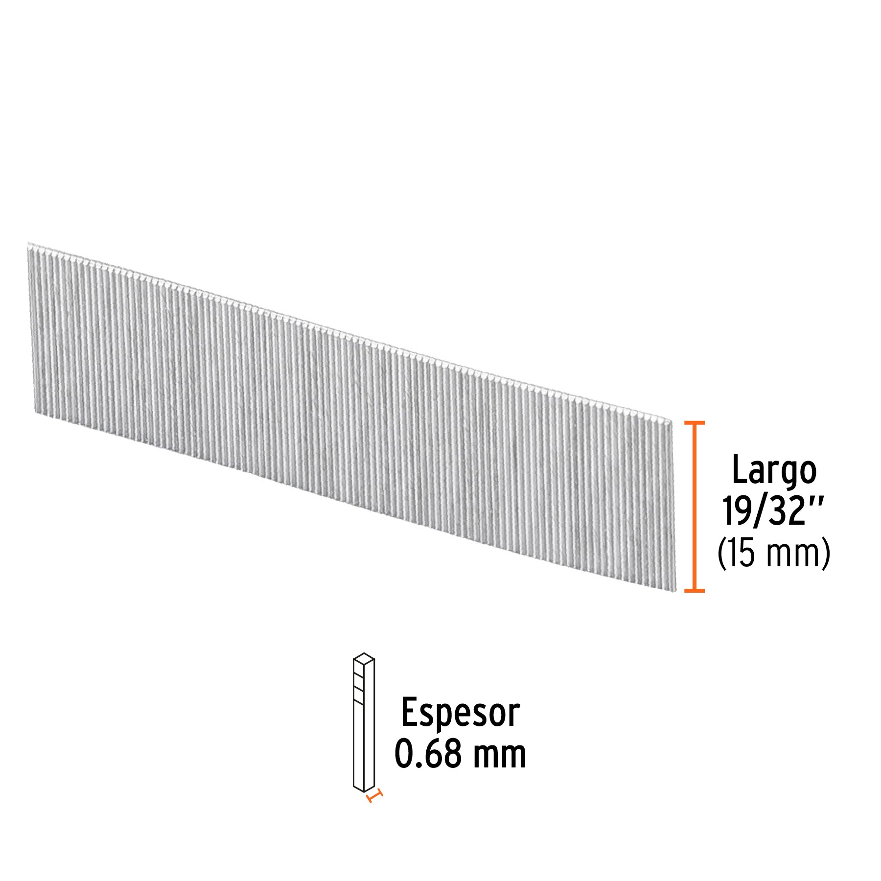 Caja con 10000 clavos calibre 23, 15 mm para CLNE-23, TRUPER