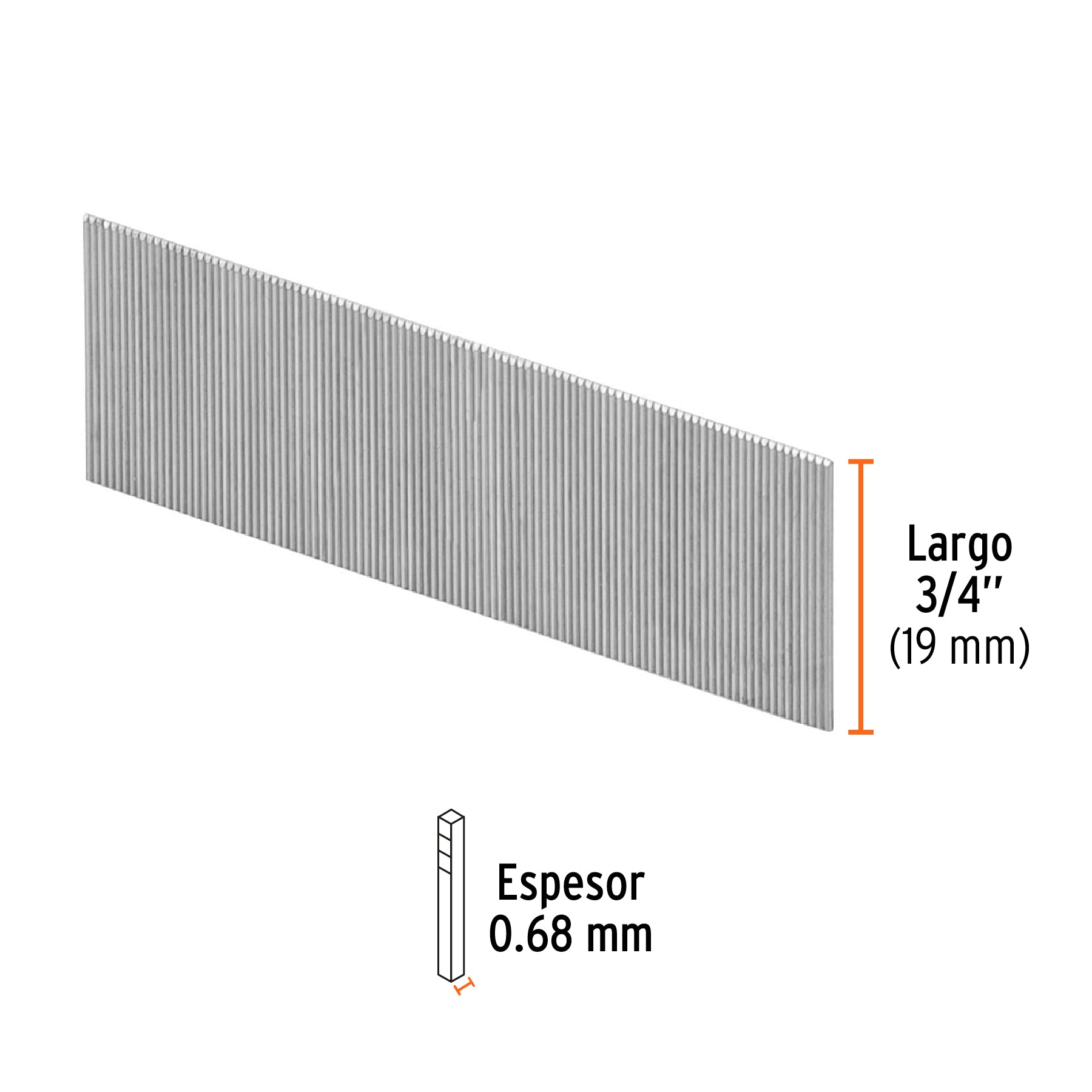 Caja con 10000 clavos calibre 23, 19 mm para CLNE-23, TRUPER