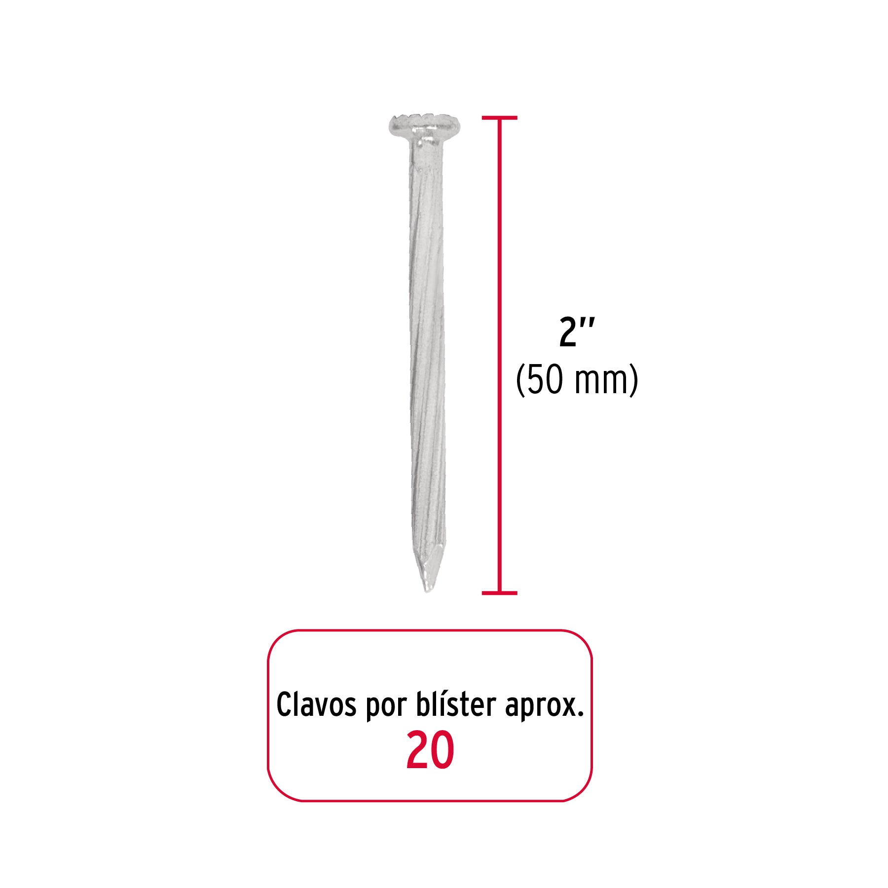 Blíster con 20 clavos galvanizados para concreto 2", FIERO
