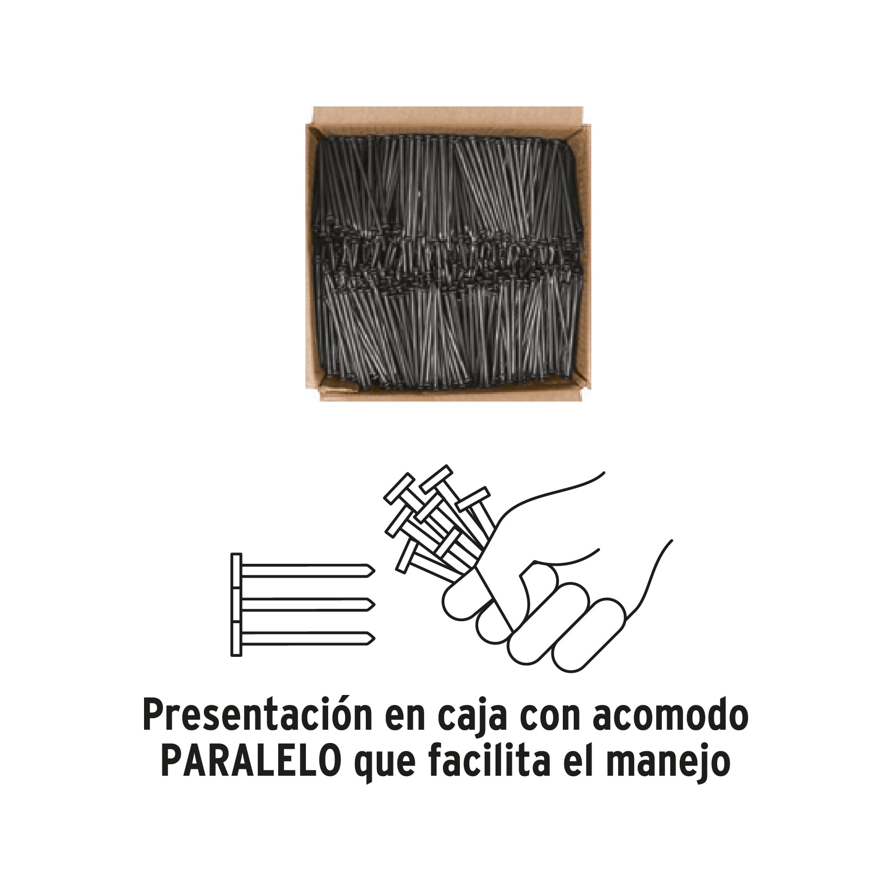 Kilo de clavos para concreto 2-1/2" negros, caja de 25 kg