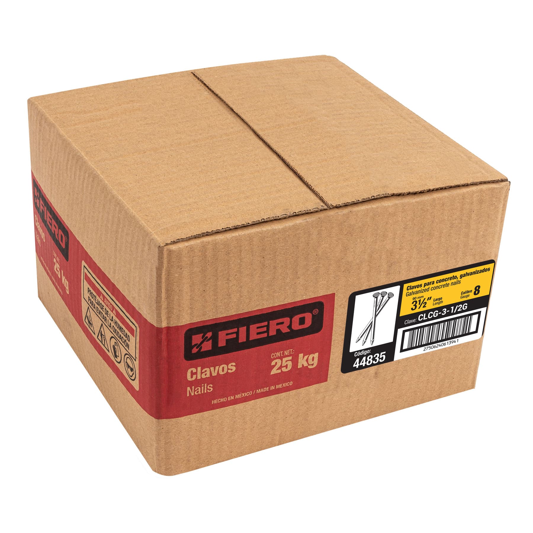 Kilo de clavos para concreto 3-1/2"galvanizado, caja de25 kg