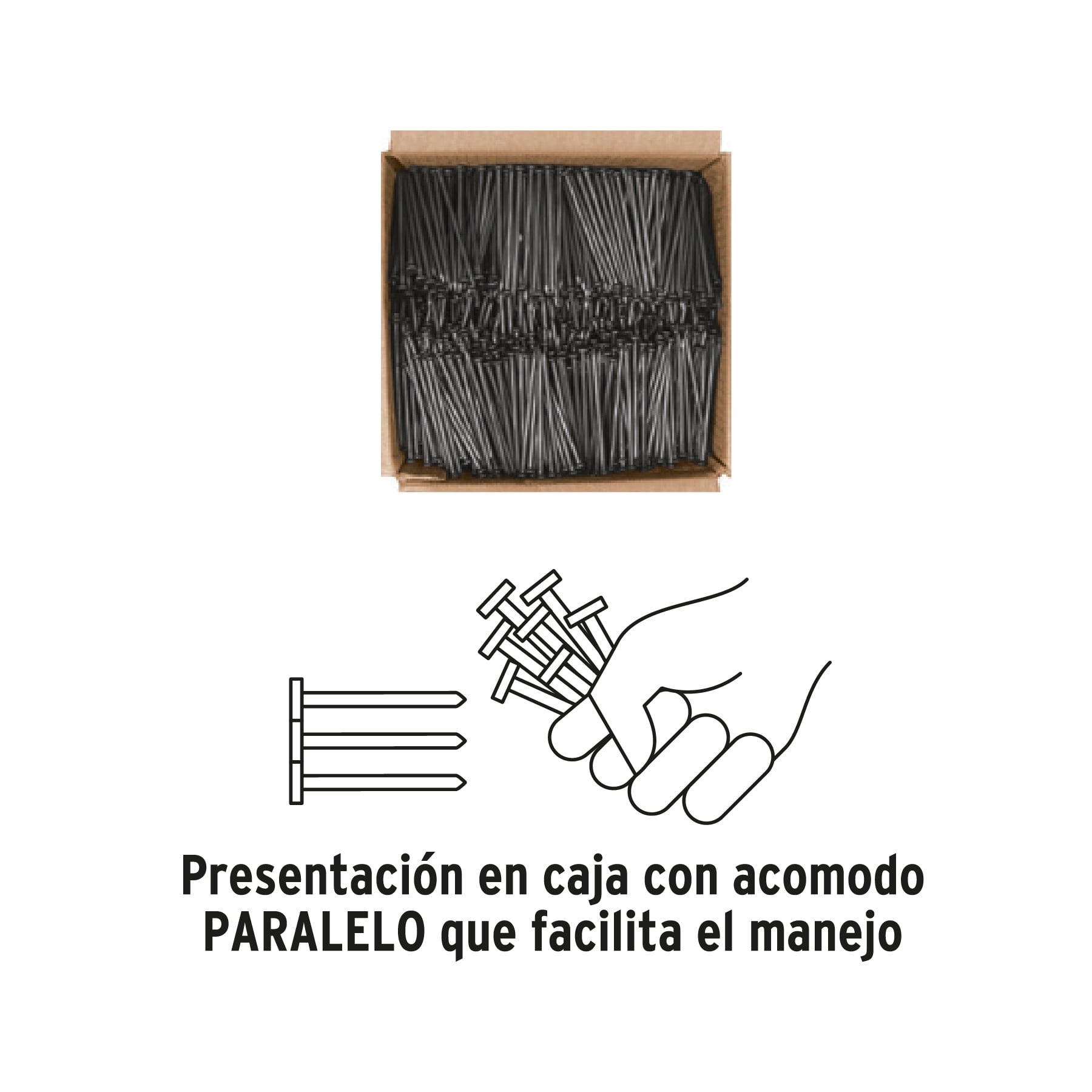 Kilo de clavos para concreto 3" negros, caja de 25 kg, FIERO