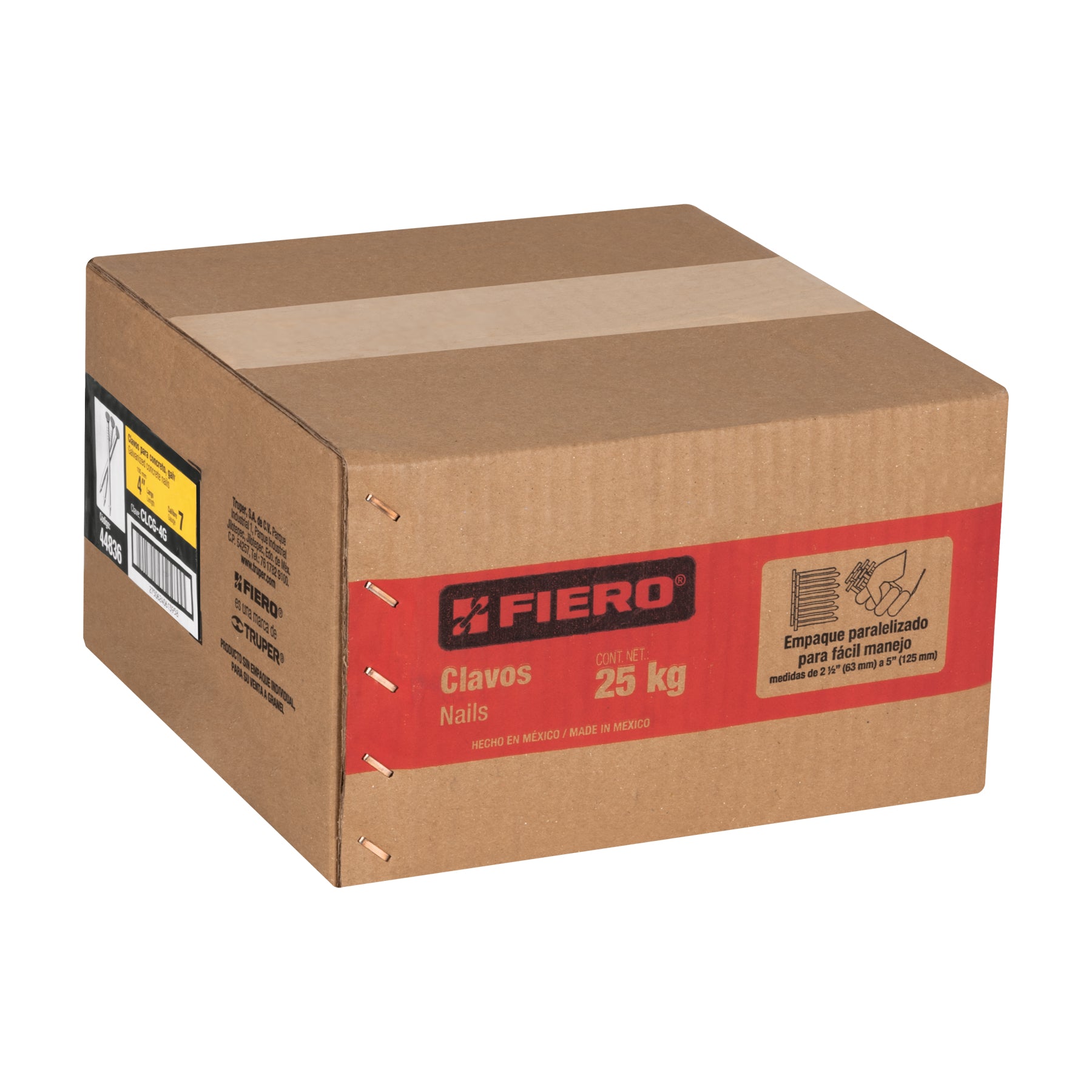 Kilo de clavos para concreto 4" galvanizado, caja de 25 kg