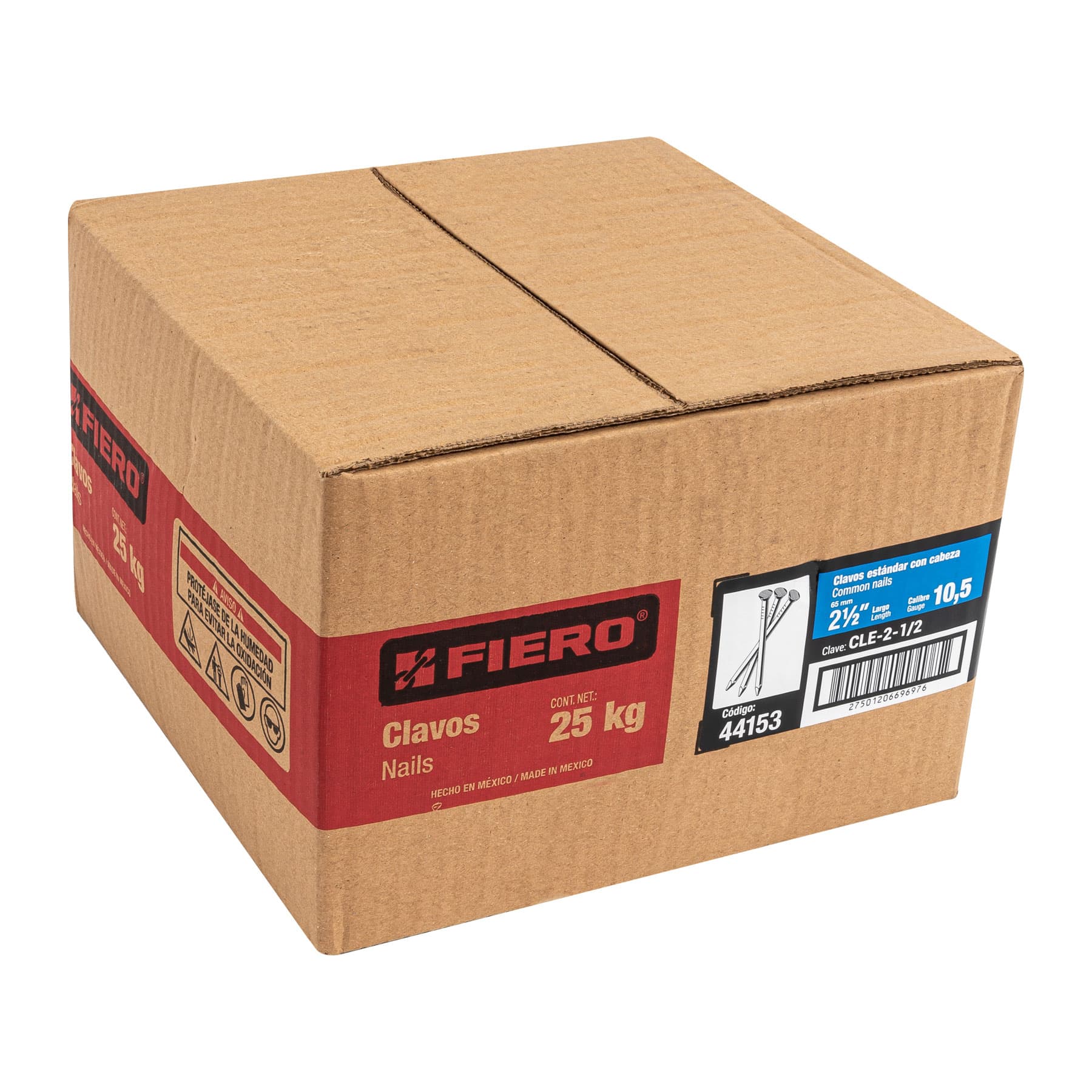 Kilo de clavo standard 2-1/2" con cabeza en caja de 25 kg